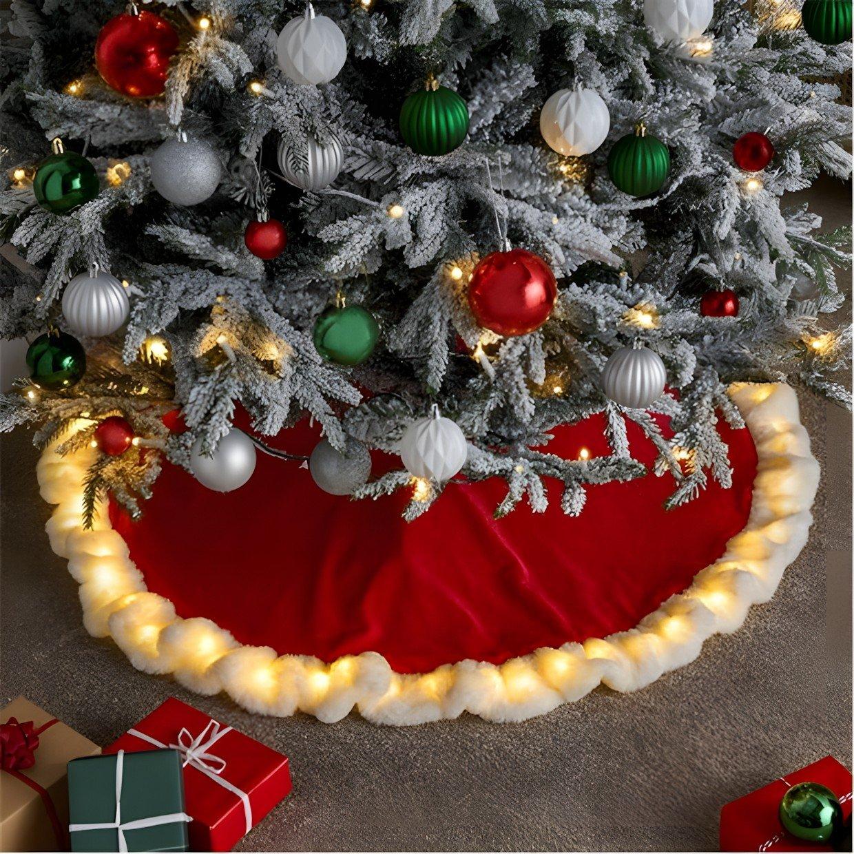 Rød - The Spirit Of Christmas - LED Tree Skirt 54 Red One Size - 1
