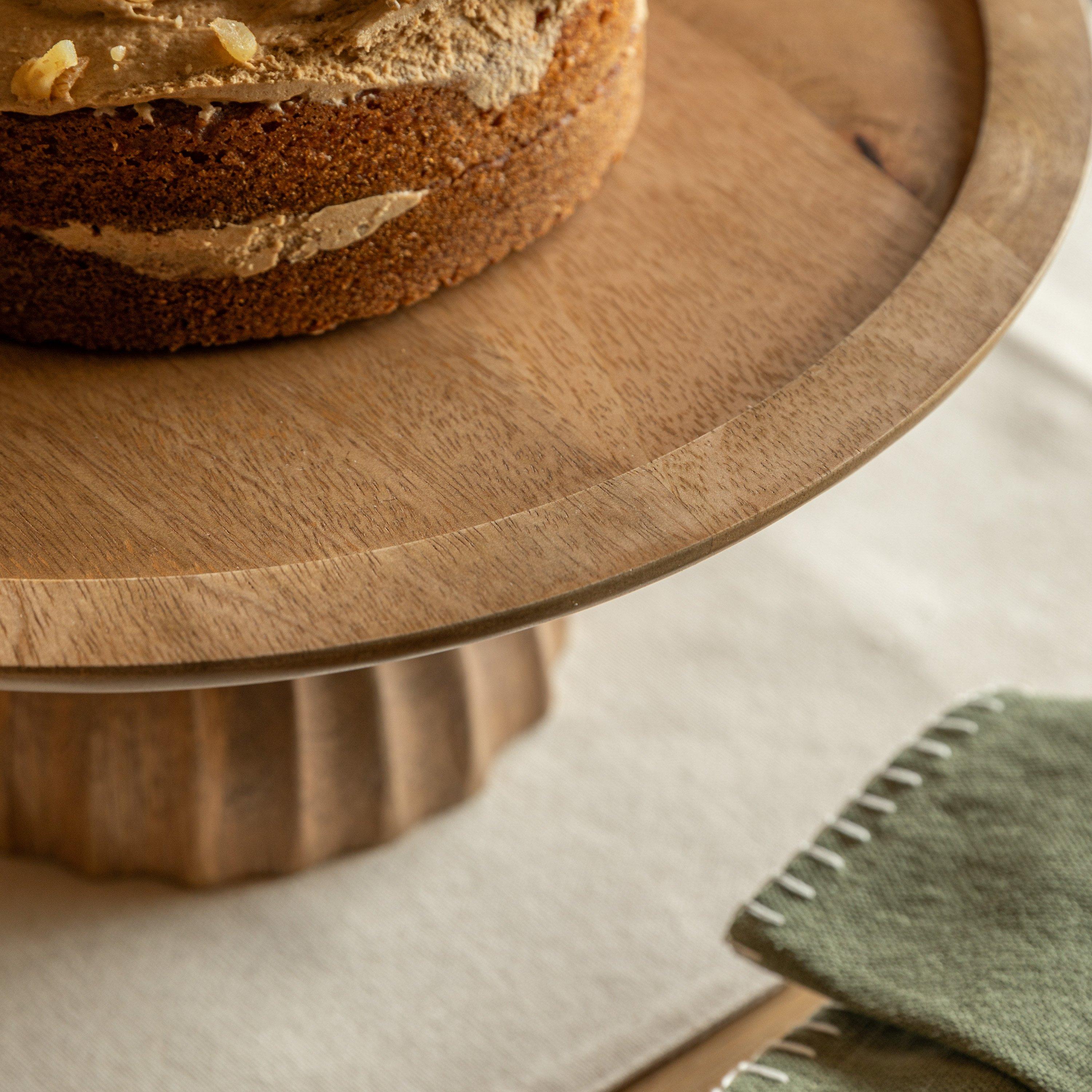 Natural Wood - Gallery - Ridged Mango Wood Cake Stand - 2