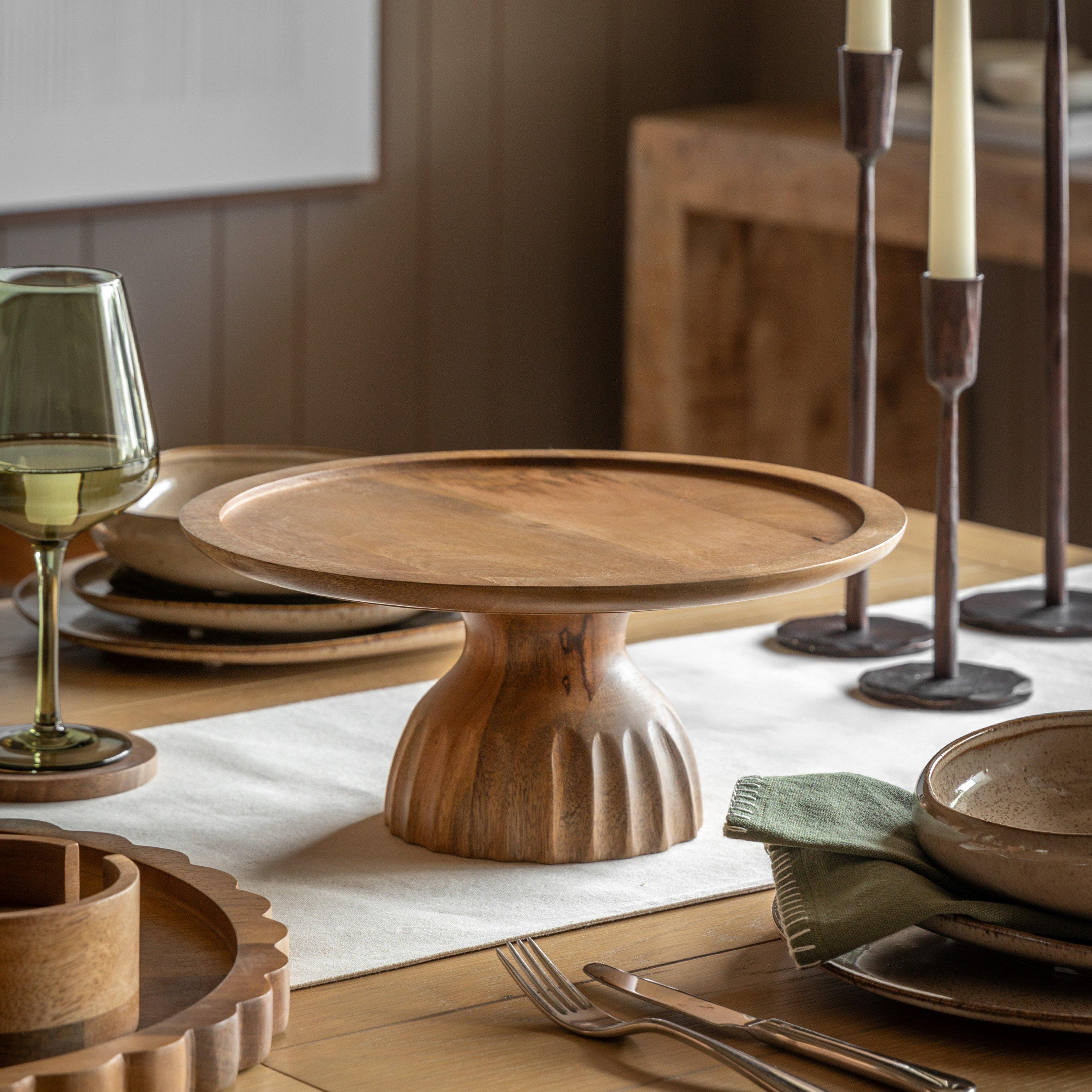 Natural Wood - Gallery - Ridged Mango Wood Cake Stand - 4