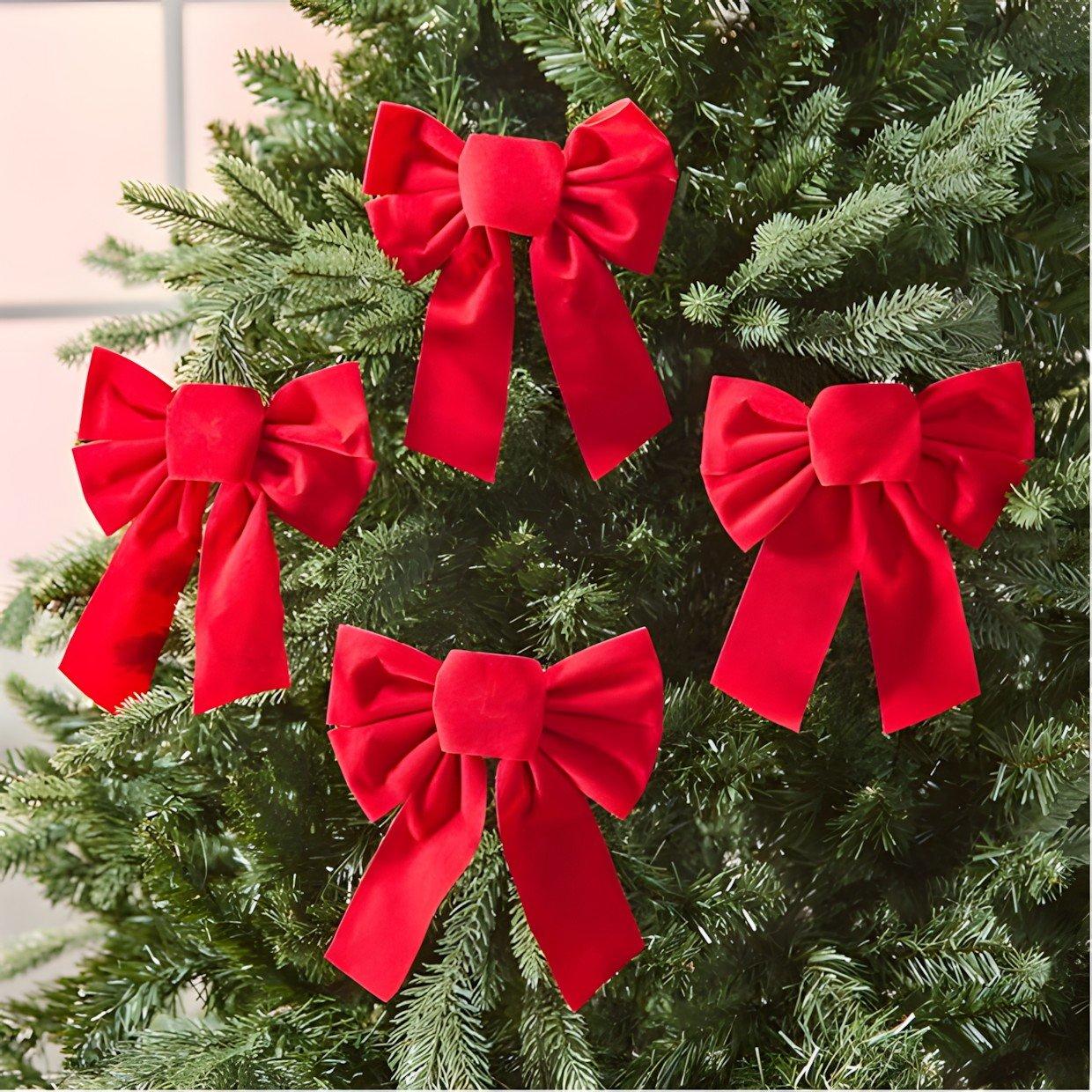 Red - The Spirit Of Christmas - 4pk Velvet Bow 54 Red One Size - 2