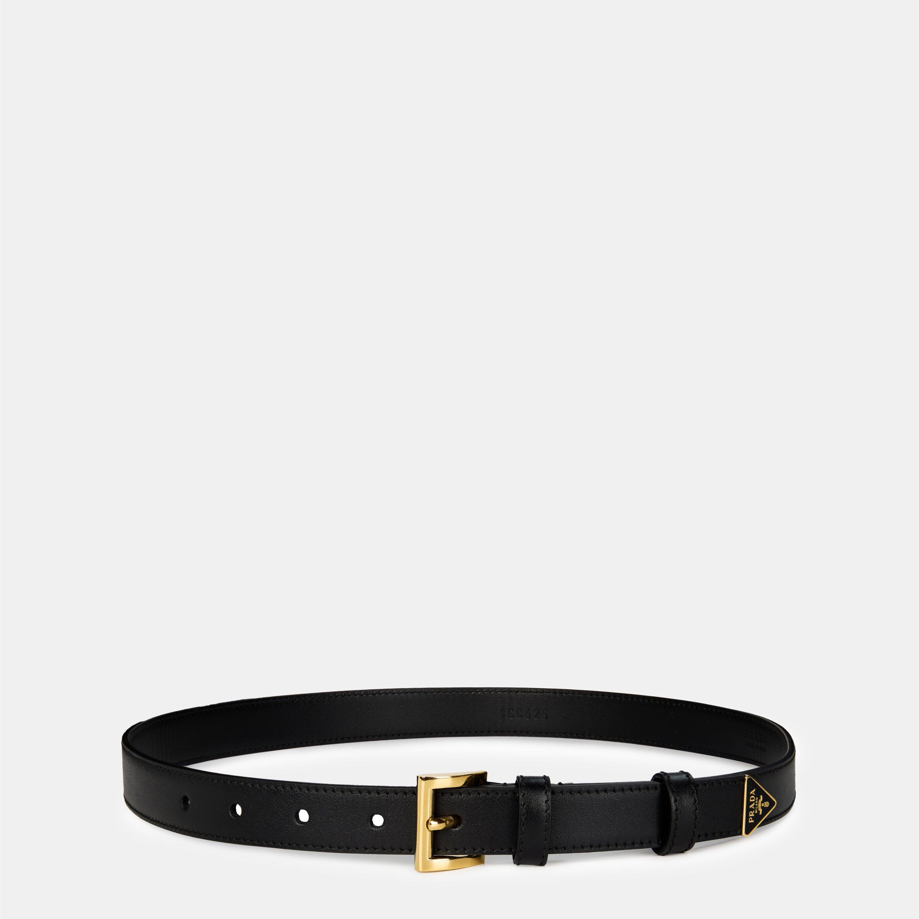 Prada Triangle Logo Belt - Nero - Size 85