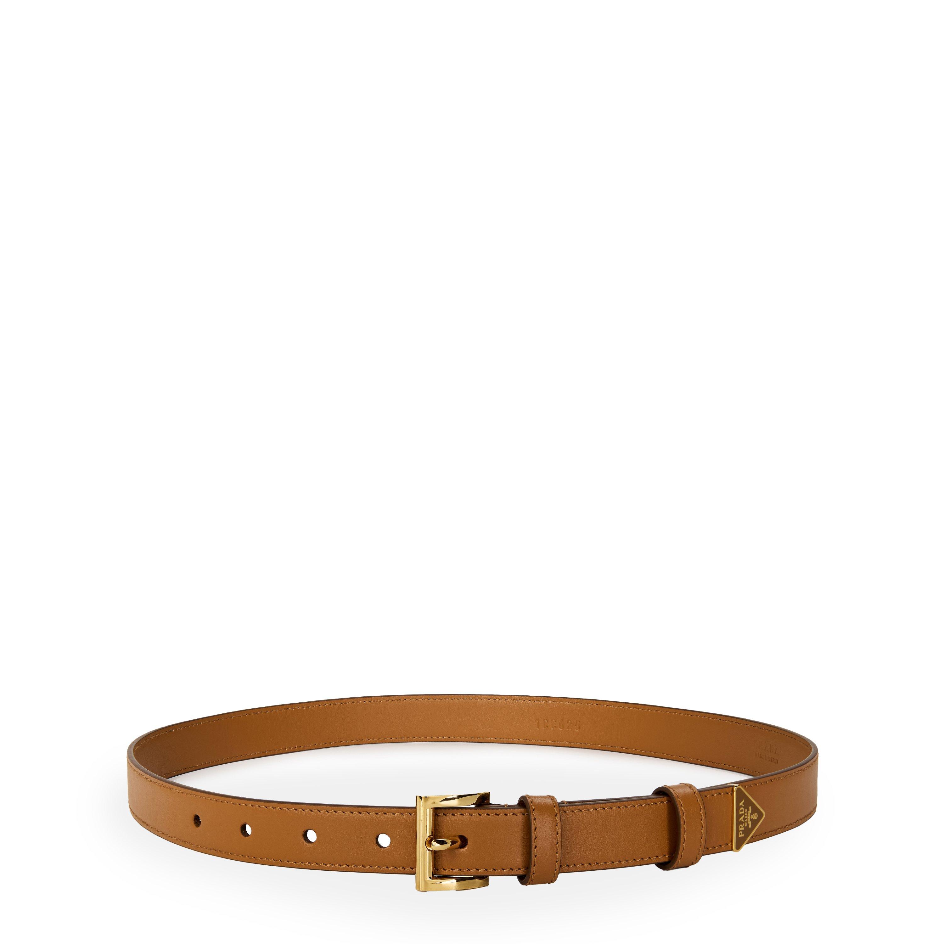 Prada Triangle Logo Belt - Caramel - Size 70