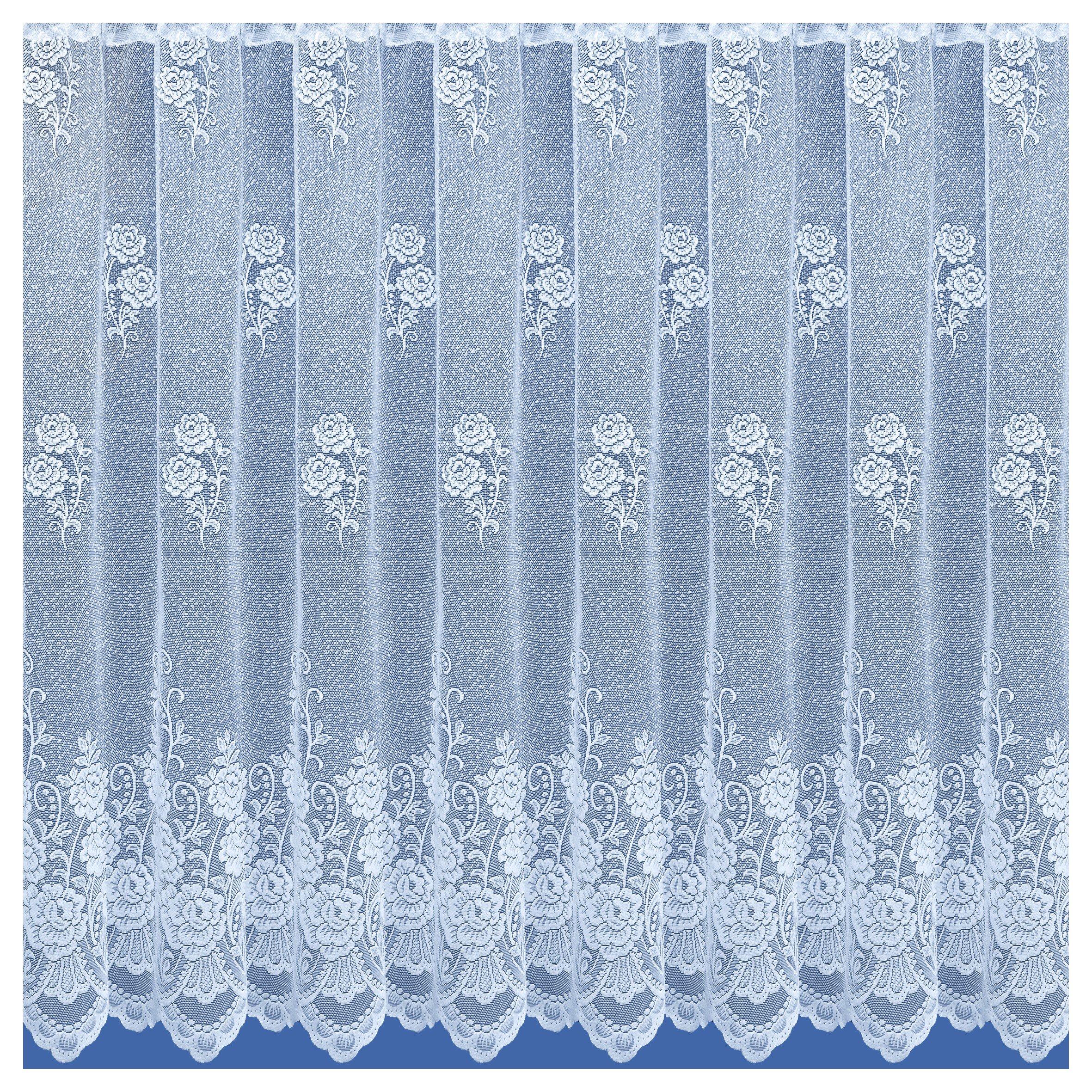 Tyrone Textiles  Chicago Floral Lace Net Cut Panel - White - 200x114cm