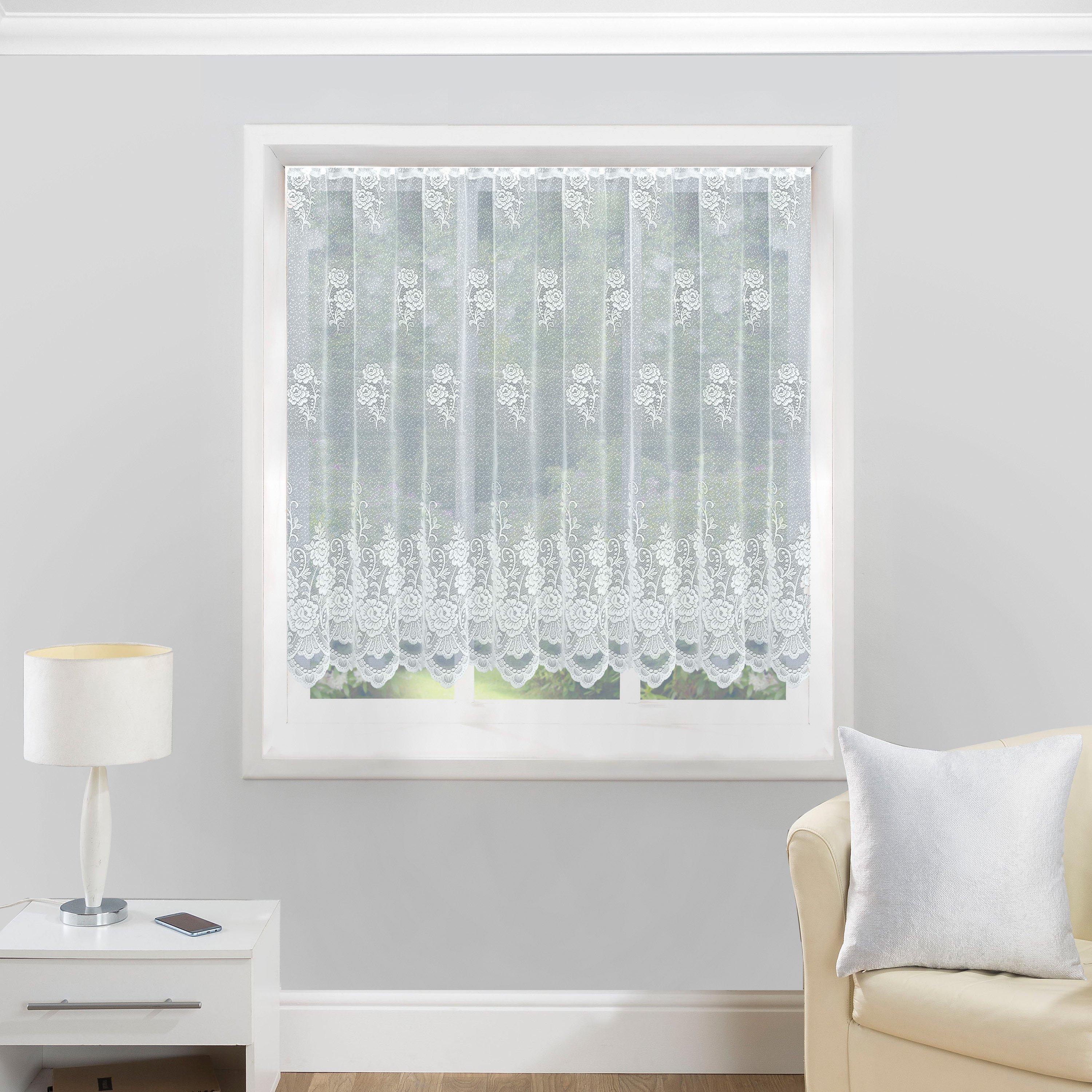 White Net Panel Tyrone Textiles Chicago Floral Lace Net Cut Panel | FRASERS