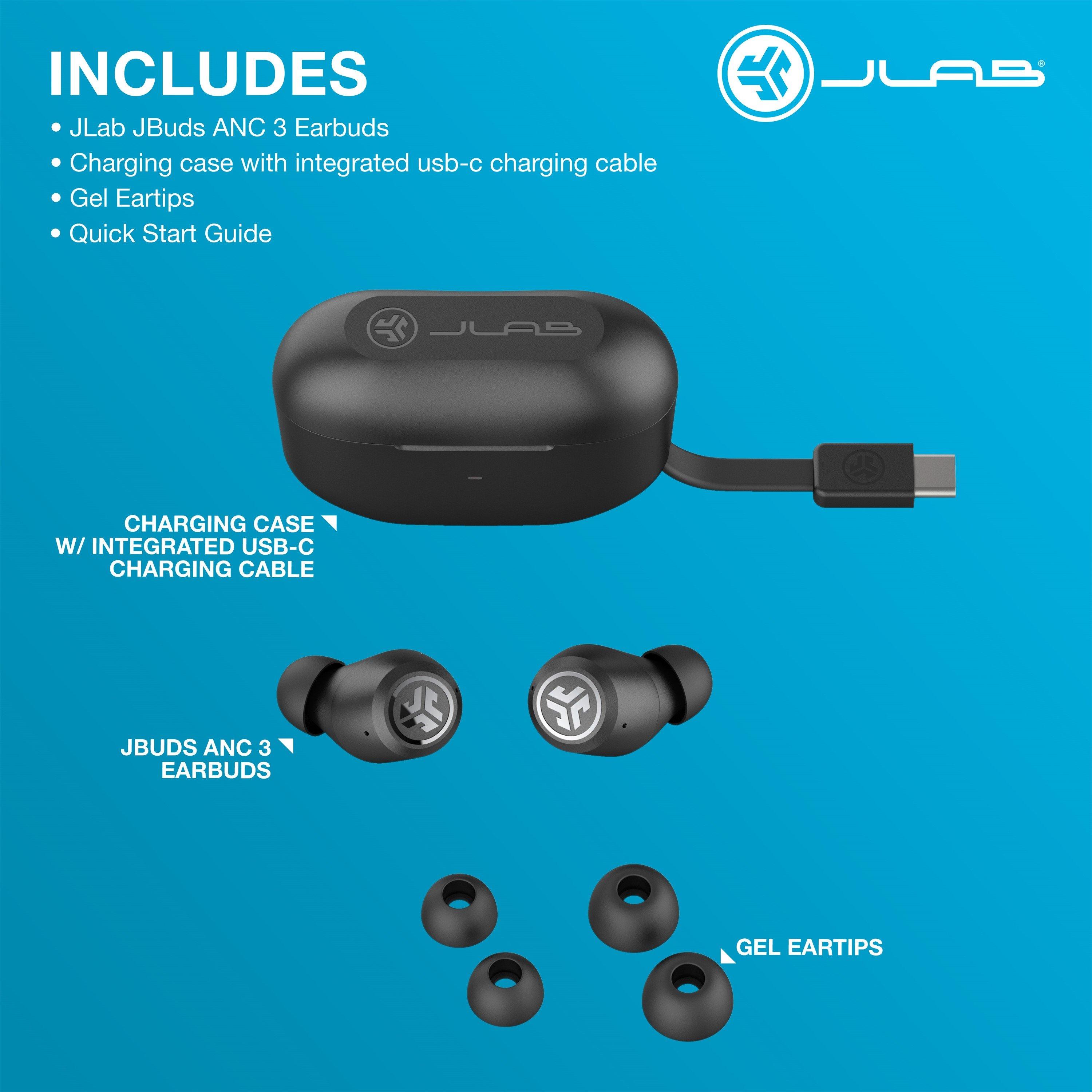 Multi - JLab - JLab JBuds ANC 3 True Wireless Earbuds - Black - 4