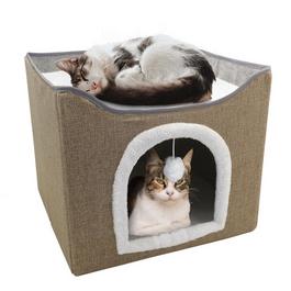 Country Club Natural Folding Cat House with Scratching Board