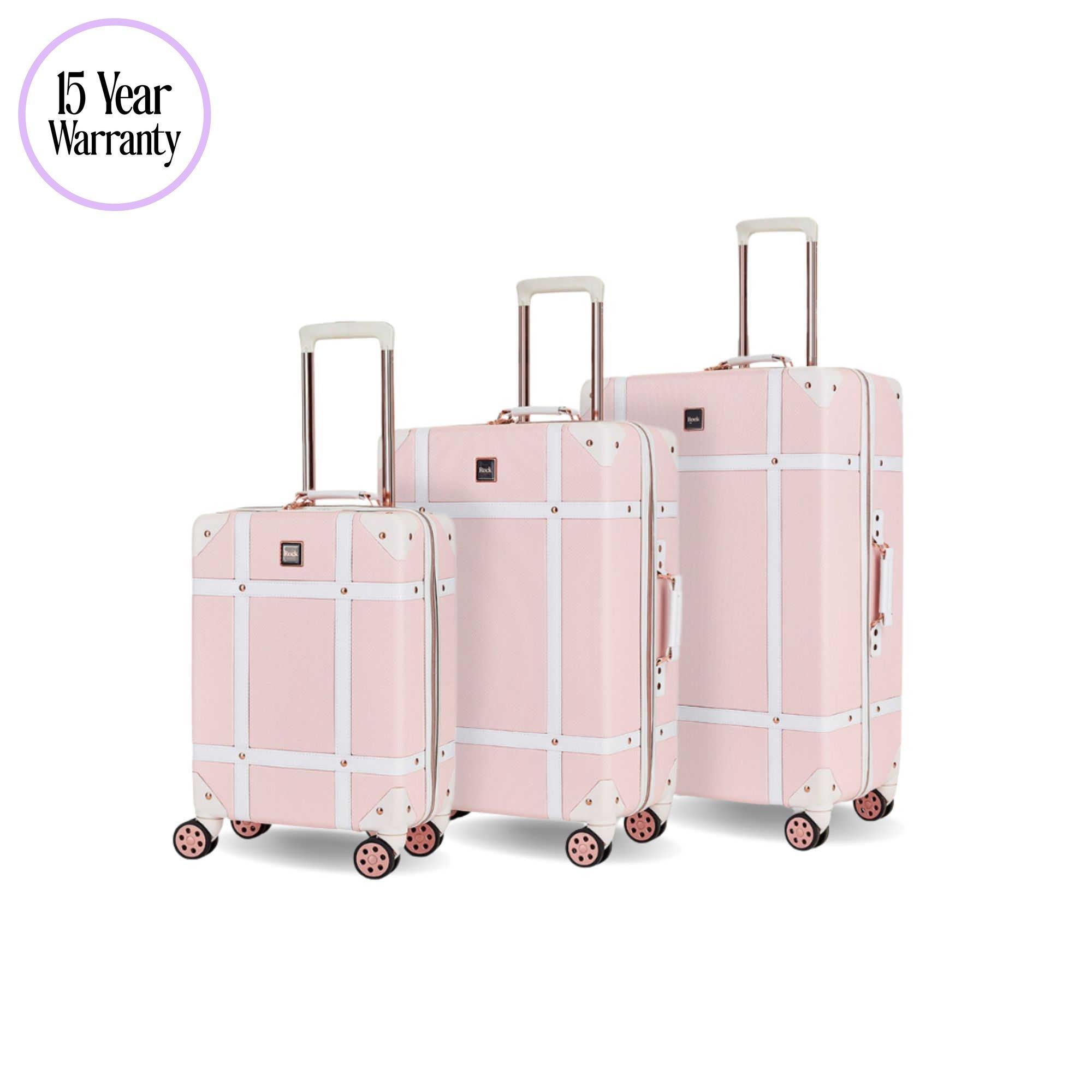 Rock Luggage Women's Pink Large Vintage Suitcase - Image 3