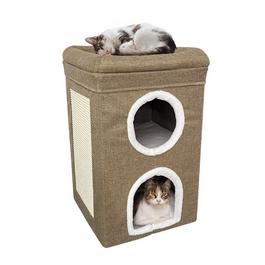 Country Club Natural Folding 2 Storey Cat House 40x40x64cm