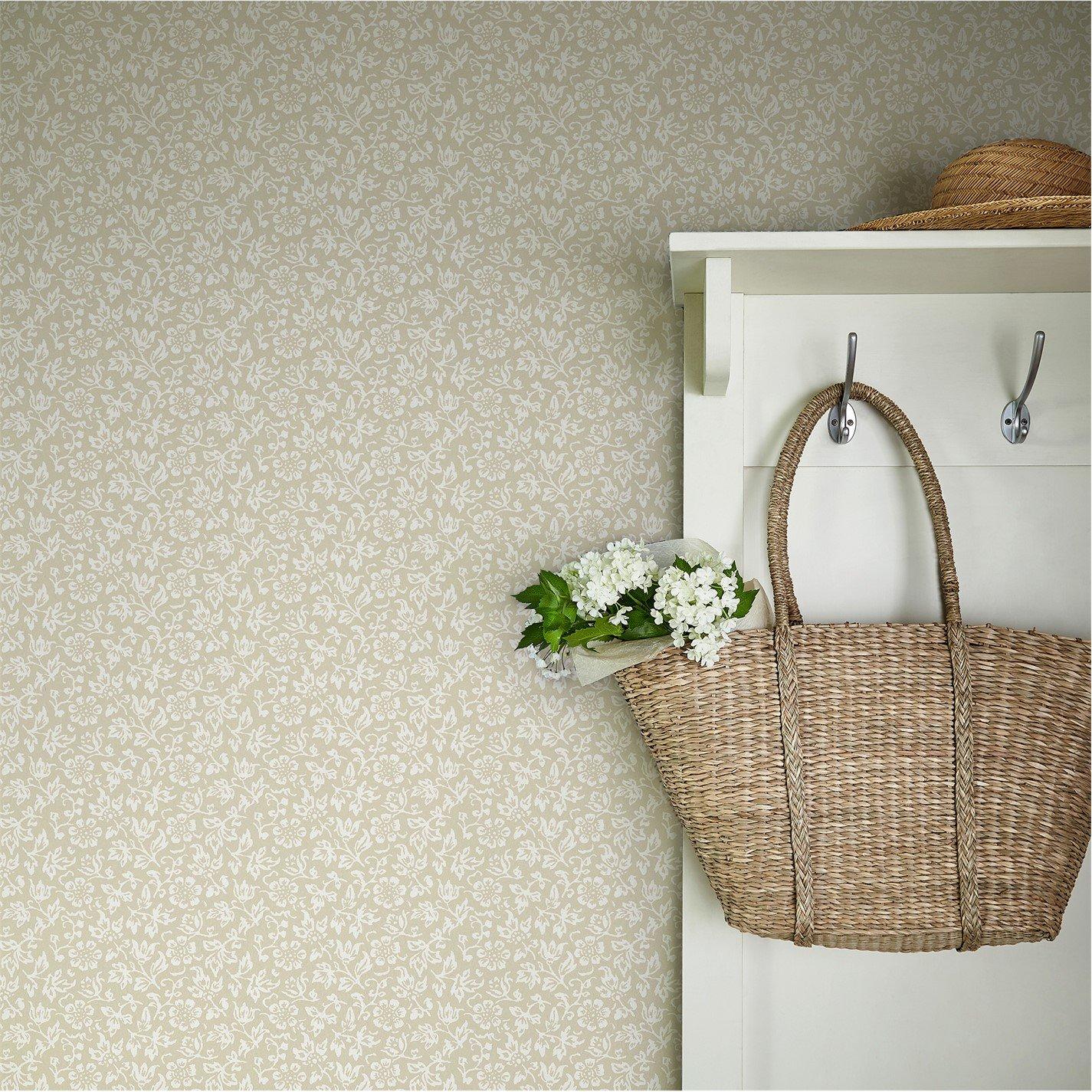 Laura Ashley  Sweet Alyssum Twine Wallpaper Natural