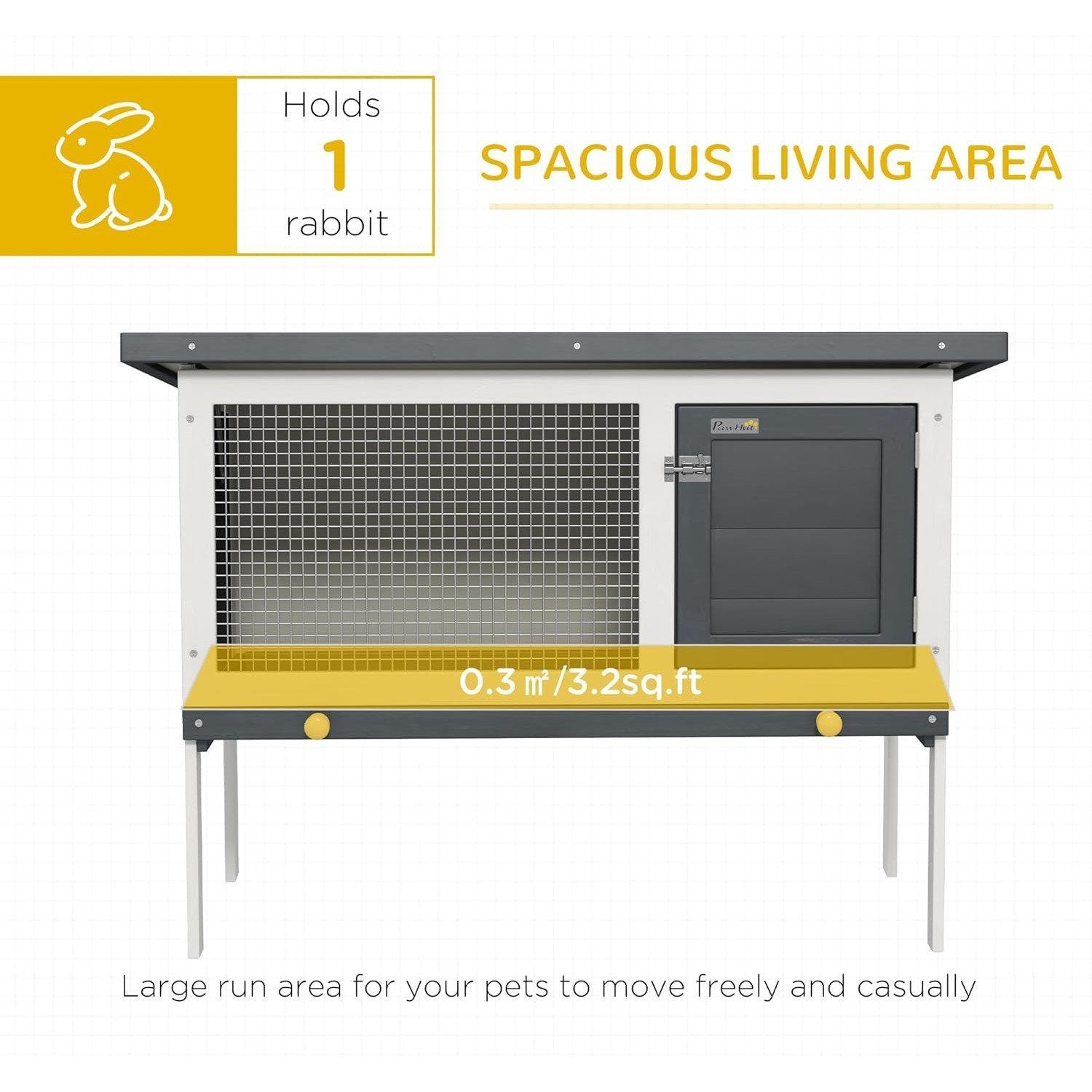 Grey - PawHut - PawHut Wooden Rabbit Hutch - 3