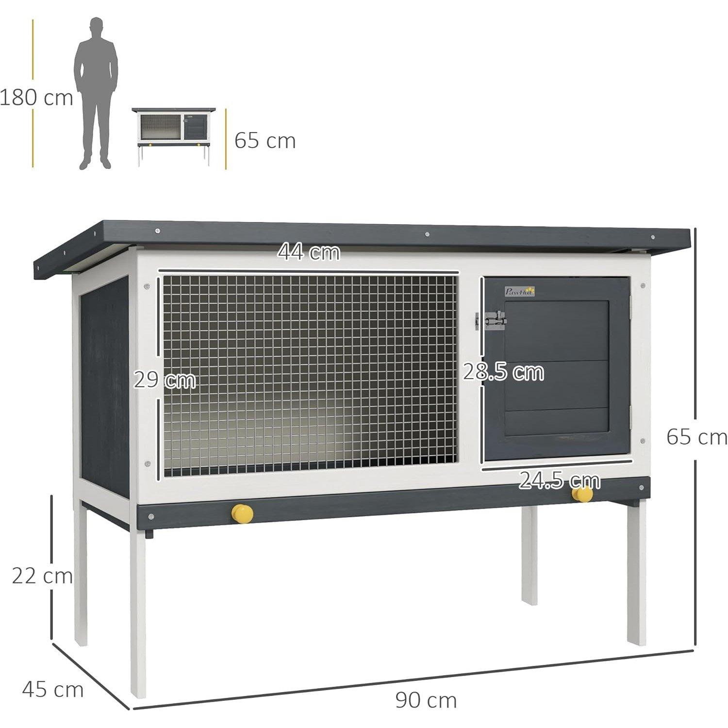 Grey - PawHut - PawHut Wooden Rabbit Hutch - 5