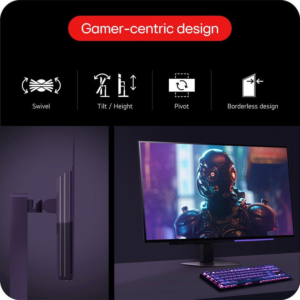 Black - LG - LG 27GX704A-B 27 Inch UltraGear 240Hz OLED GX7 Gaming Monitor - 15