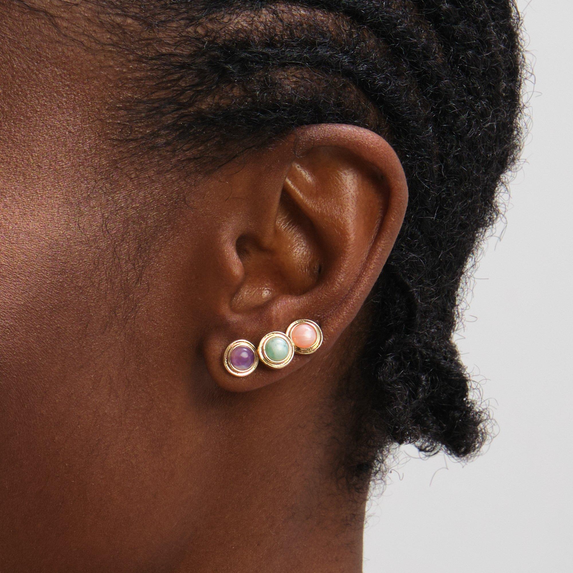 Gold - Mood - Gold Plated Coral Studs - Pack of 3 - 2