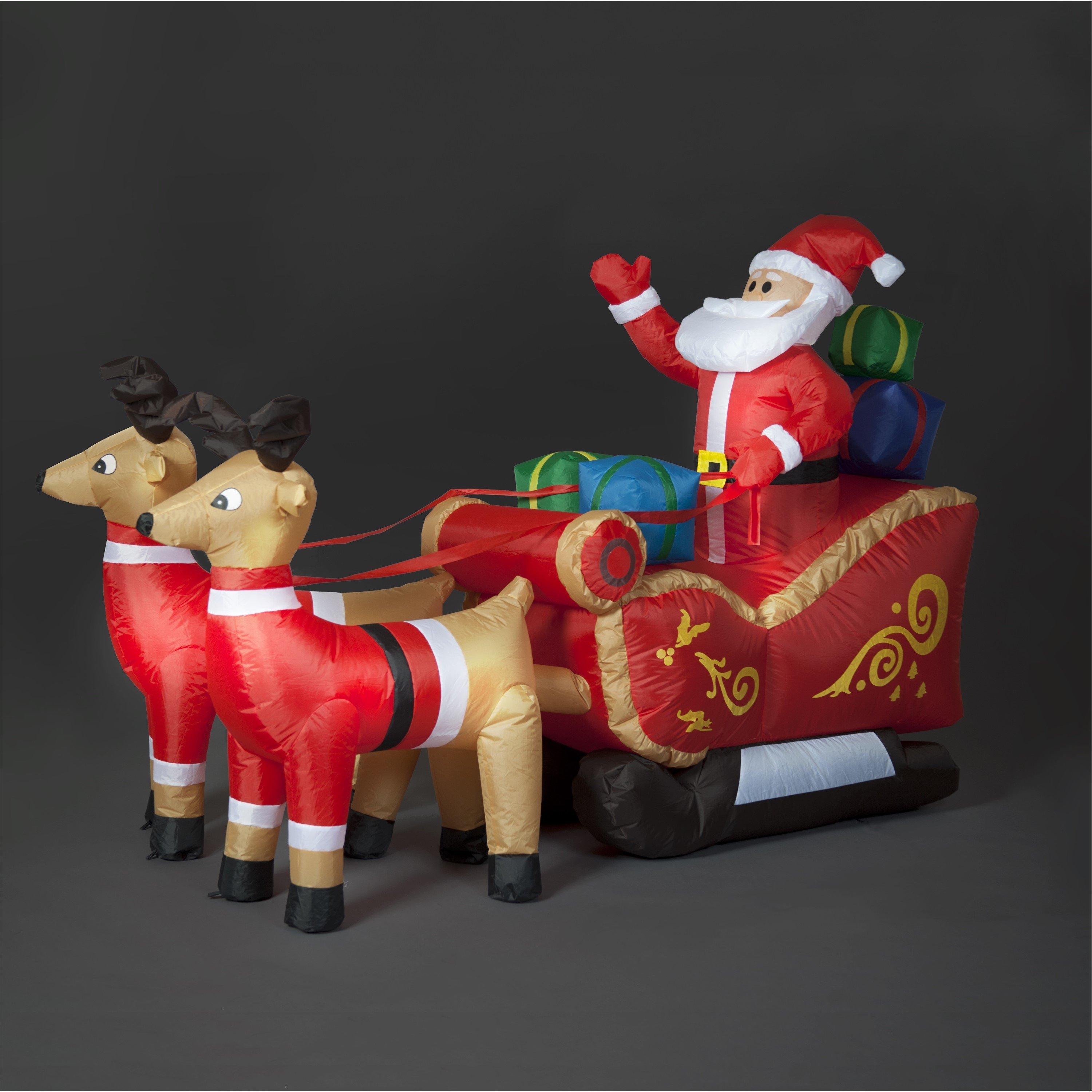 Multi - Snowtime - 240cm Inflatable Santa with Sleigh and Reindeer