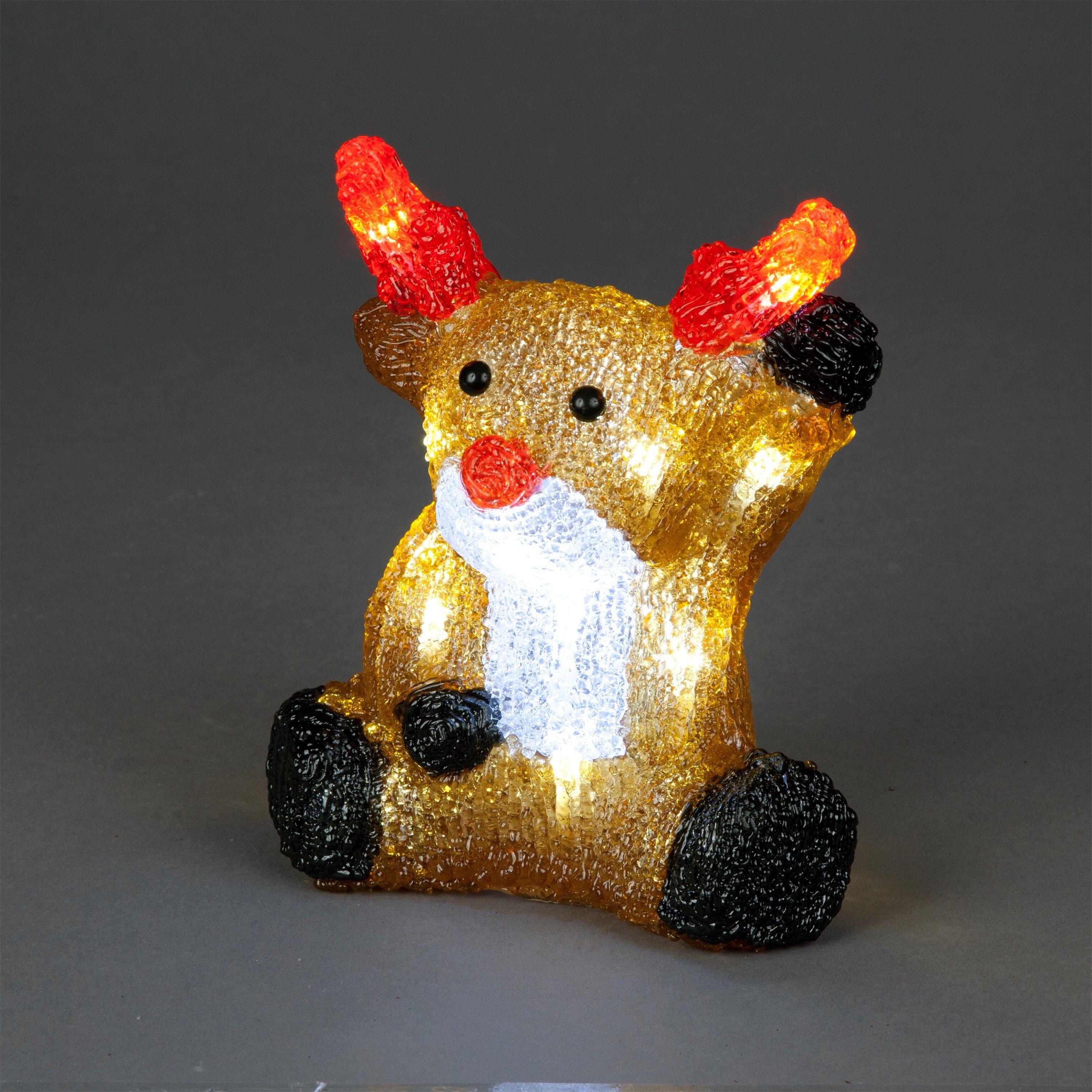 Multi - Snowtime - 20cm Acrylic Sitting Reindeer