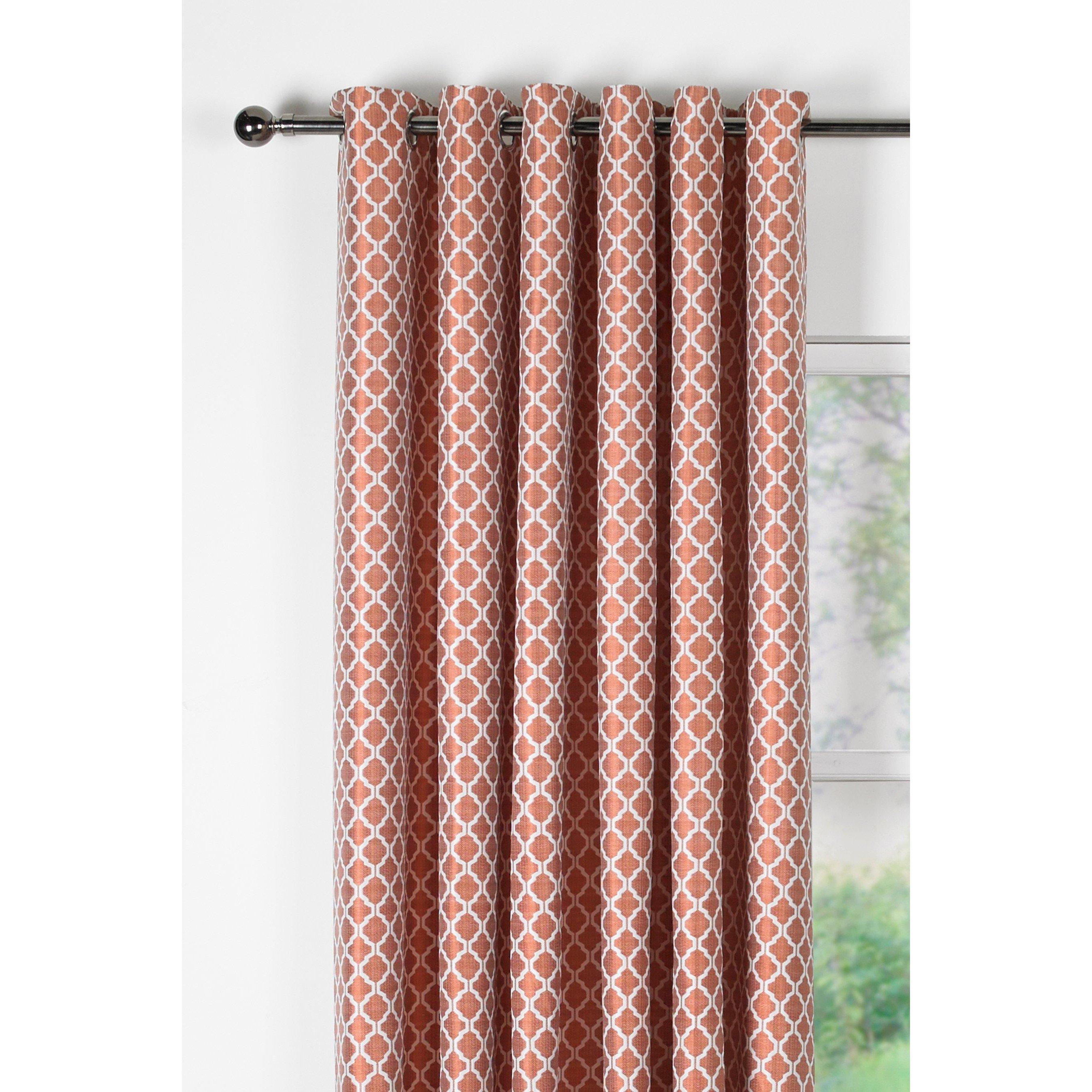 Terracotta - Alan Symonds - Cotswold Ring Top Lined Curtains - Pair - 1