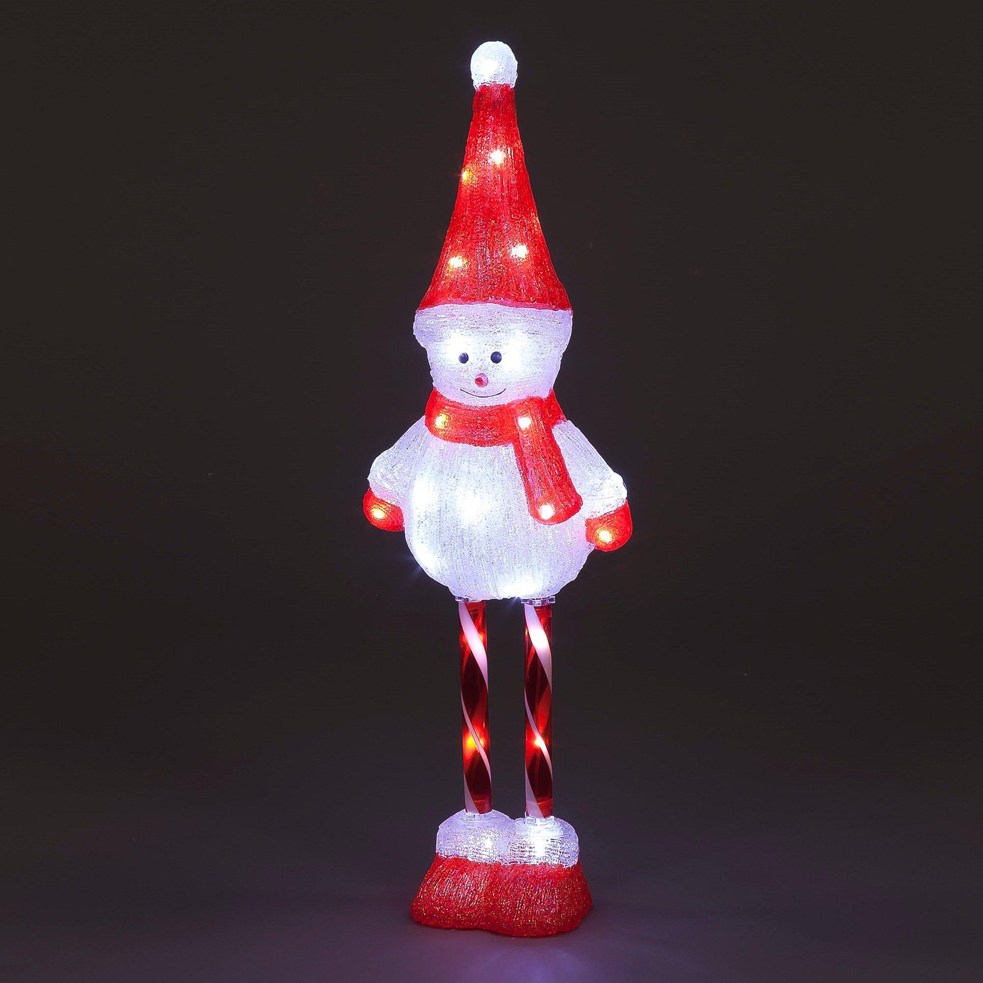 Red And White - Snowtime - 80cm Acrylic Long Legged Snowman