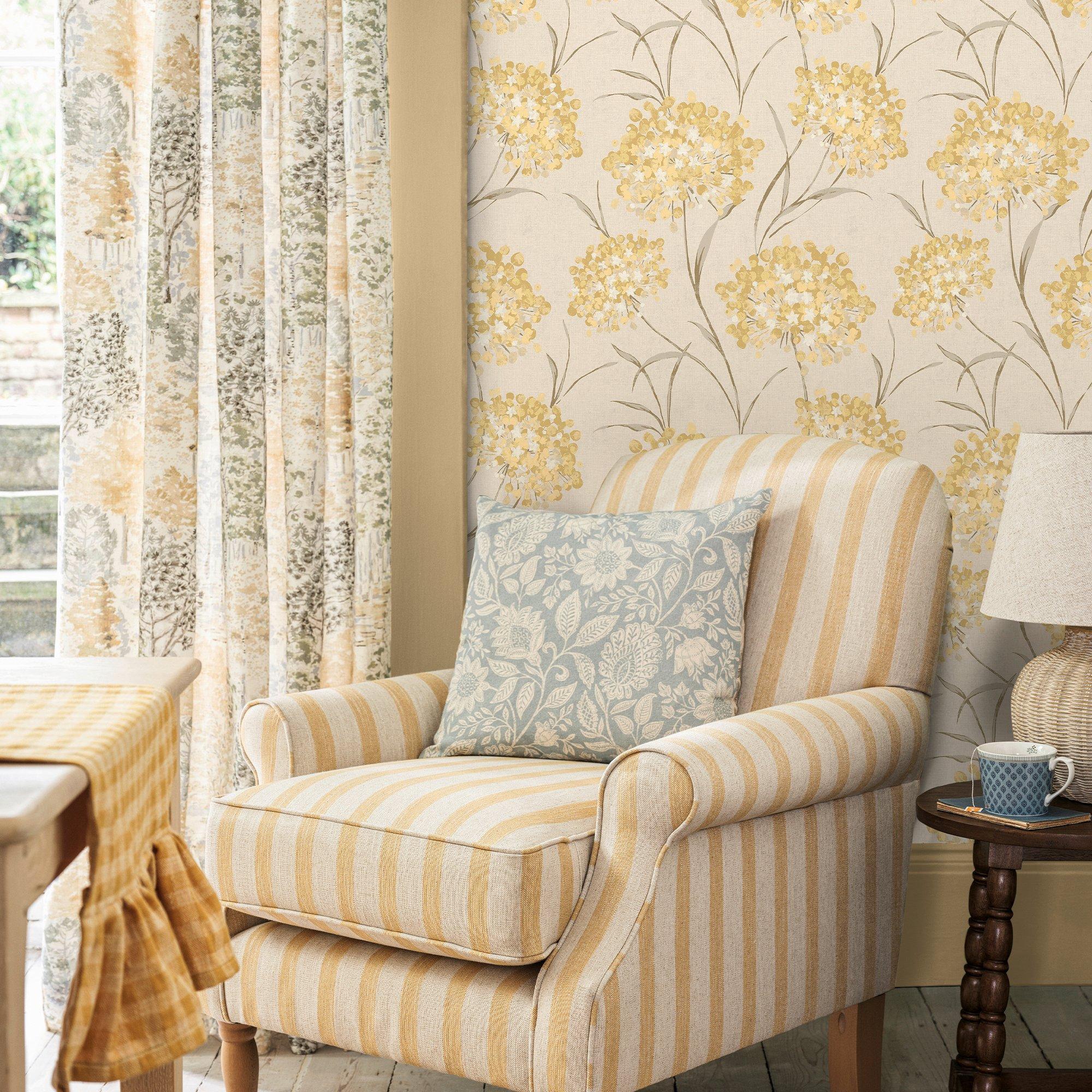 Yellow - Laura Ashley - Giselle Ochre Wallpaper - 1