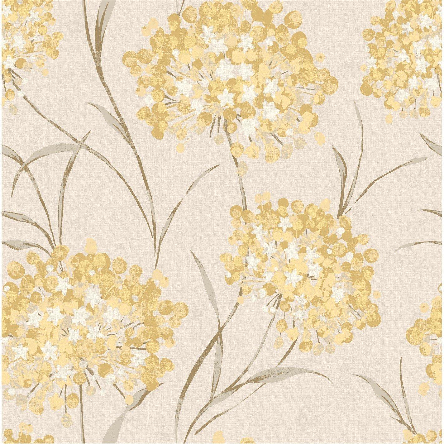 Laura Ashley  Giselle Ochre Wallpaper - Yellow