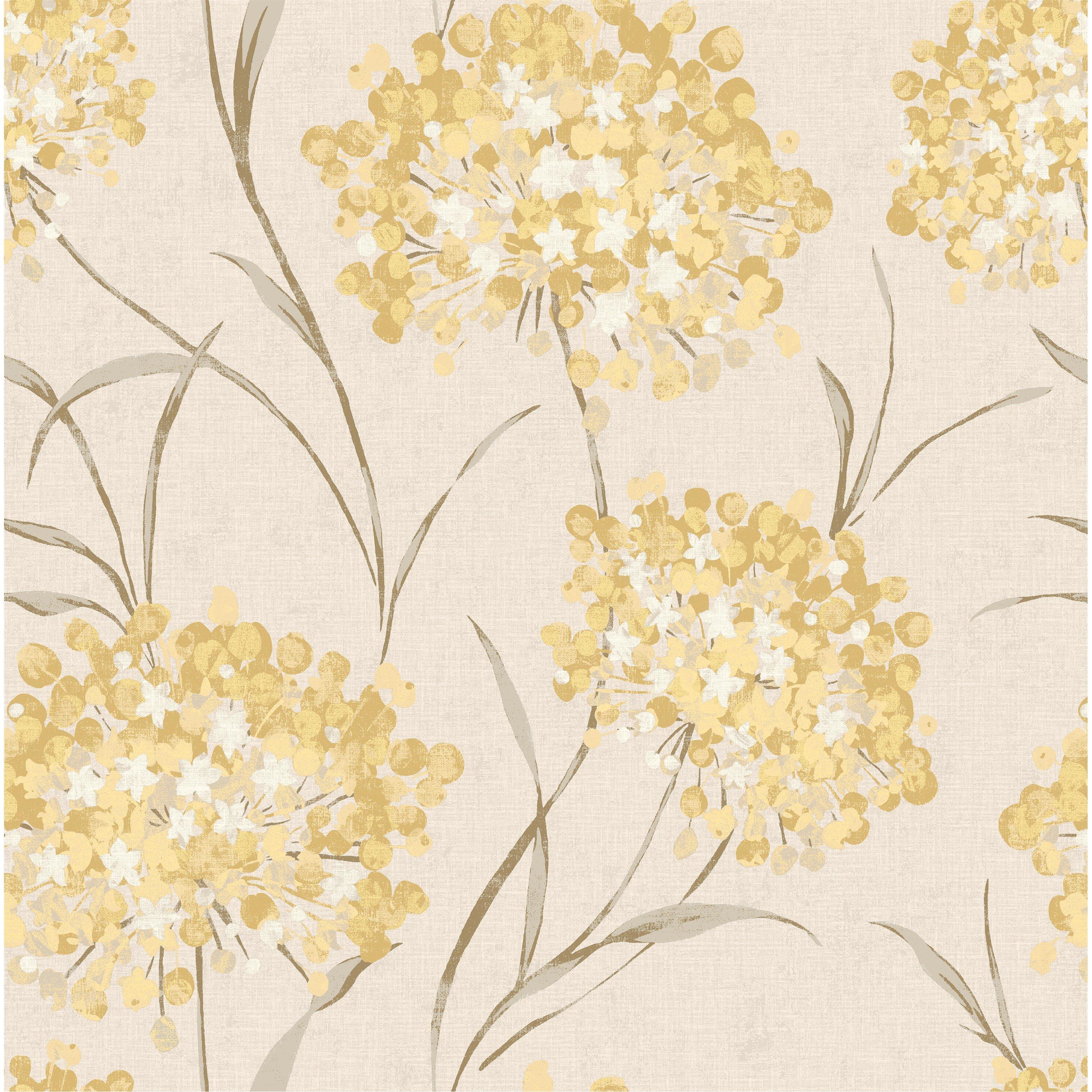 Yellow - Laura Ashley - Giselle Ochre Wallpaper - 2