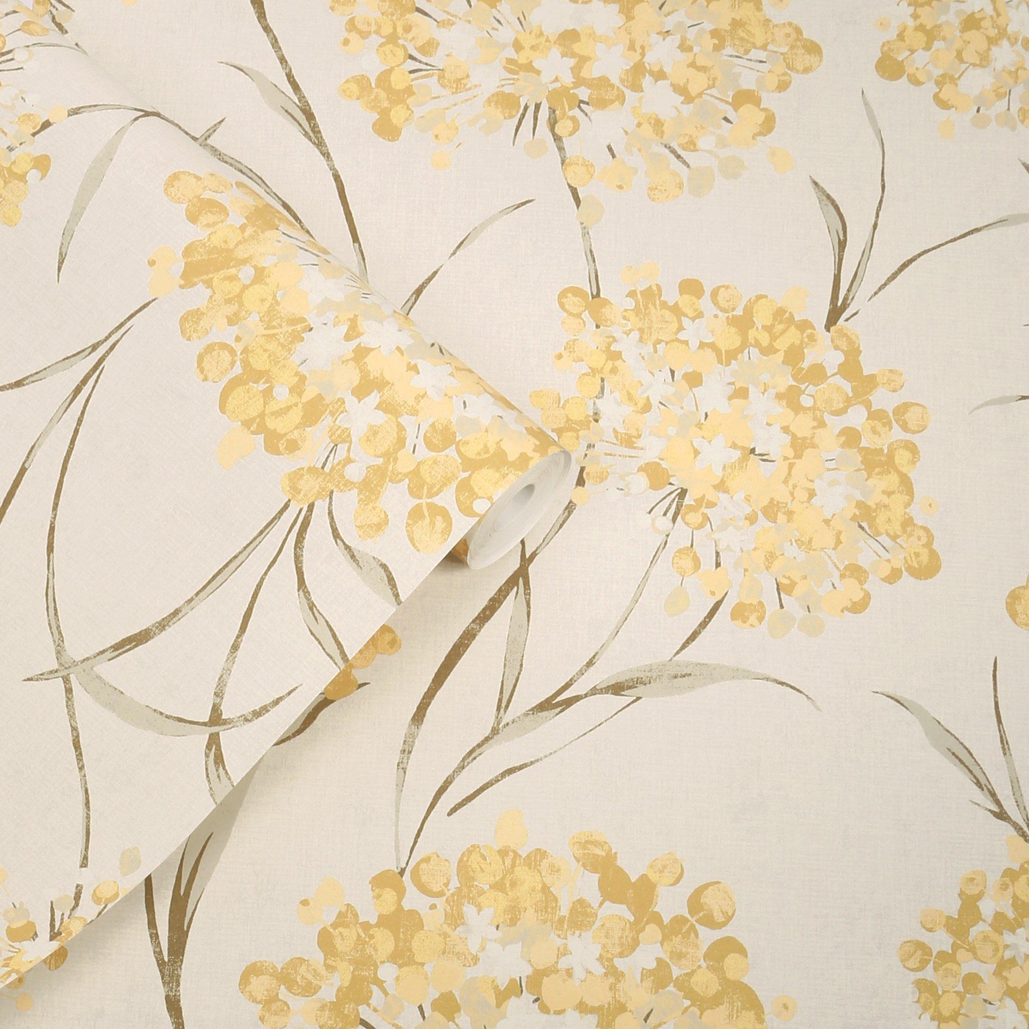 Yellow - Laura Ashley - Giselle Ochre Wallpaper - 3