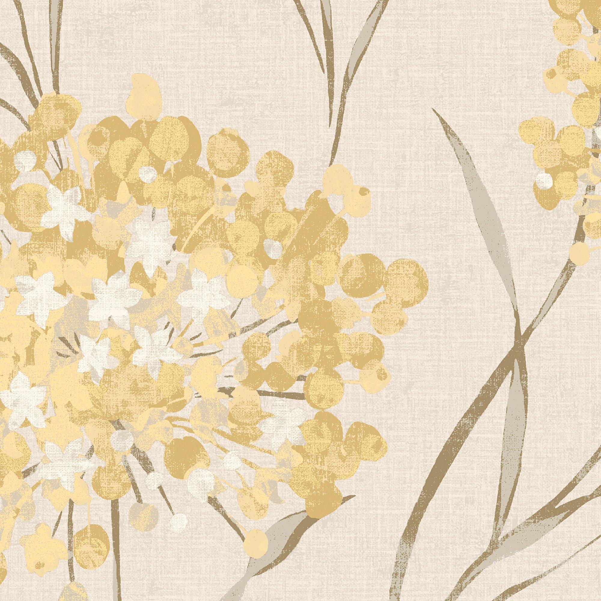 Yellow - Laura Ashley - Giselle Ochre Wallpaper - 4