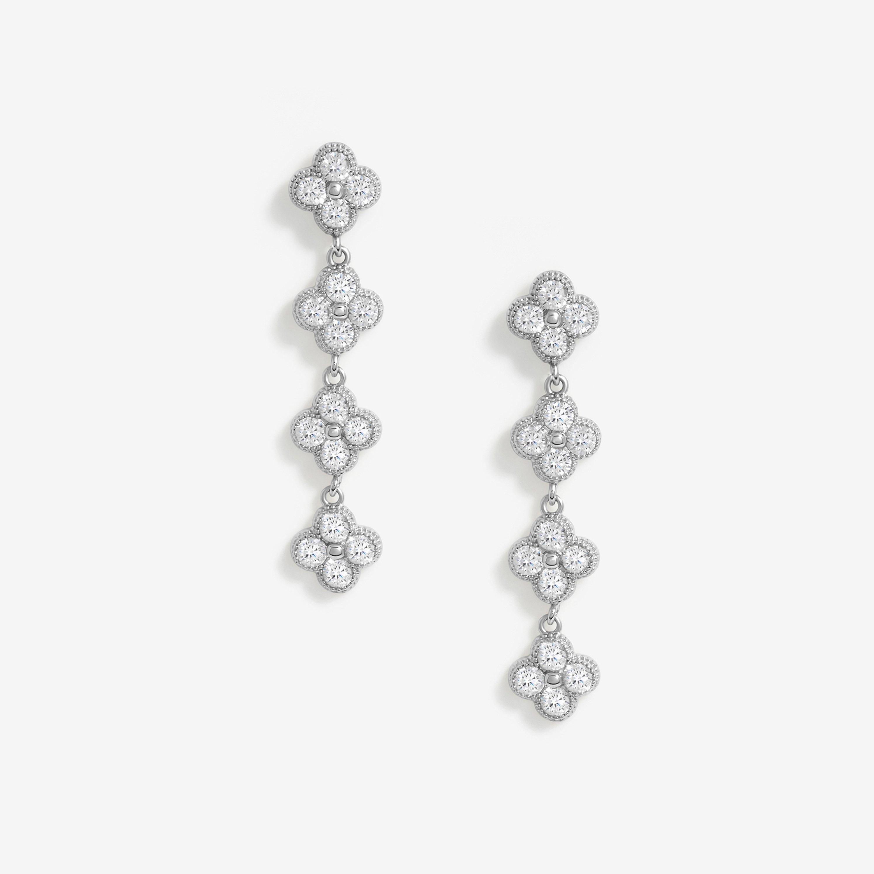Silver - Jon Richard - Silver Plated Crystal Bow Earrings - 1
