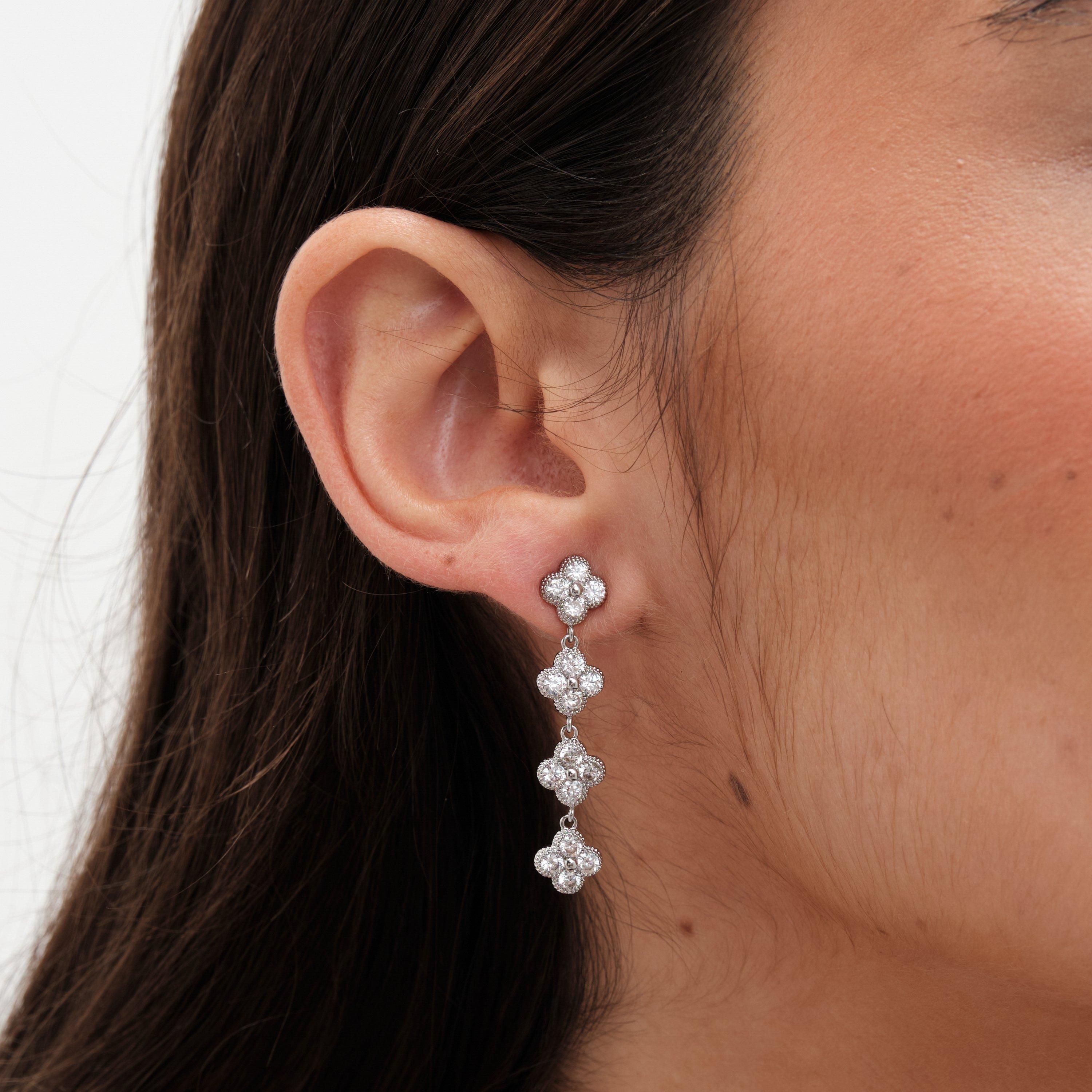 Silver - Jon Richard - Silver Plated Crystal Bow Earrings - 2