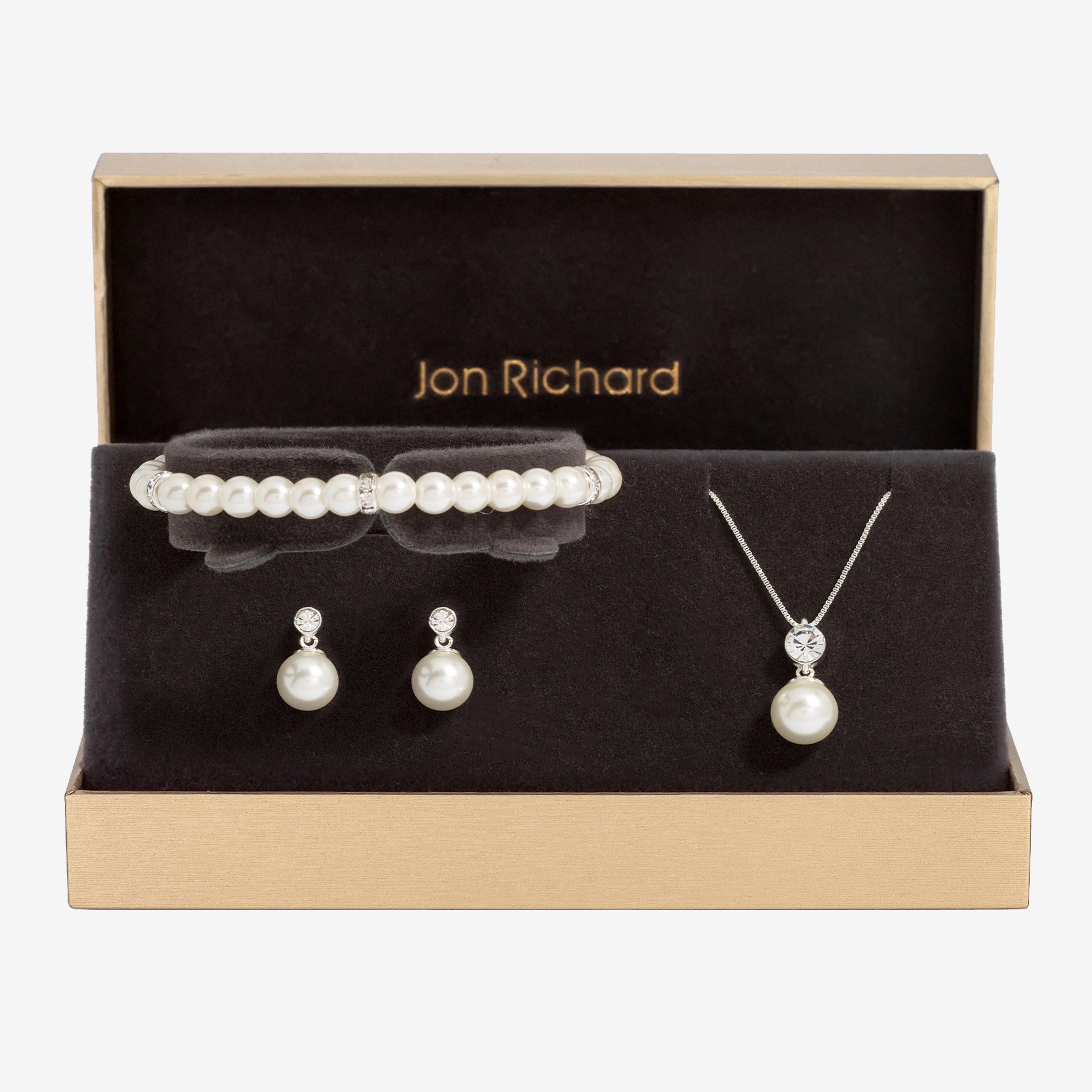 Silver - Jon Richard - Silver Plated And Crystal Pearl Trio Set - 1