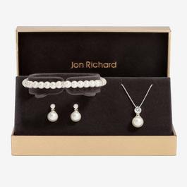 Jon Richard Silver Plated And Crystal Pearl Trio Set