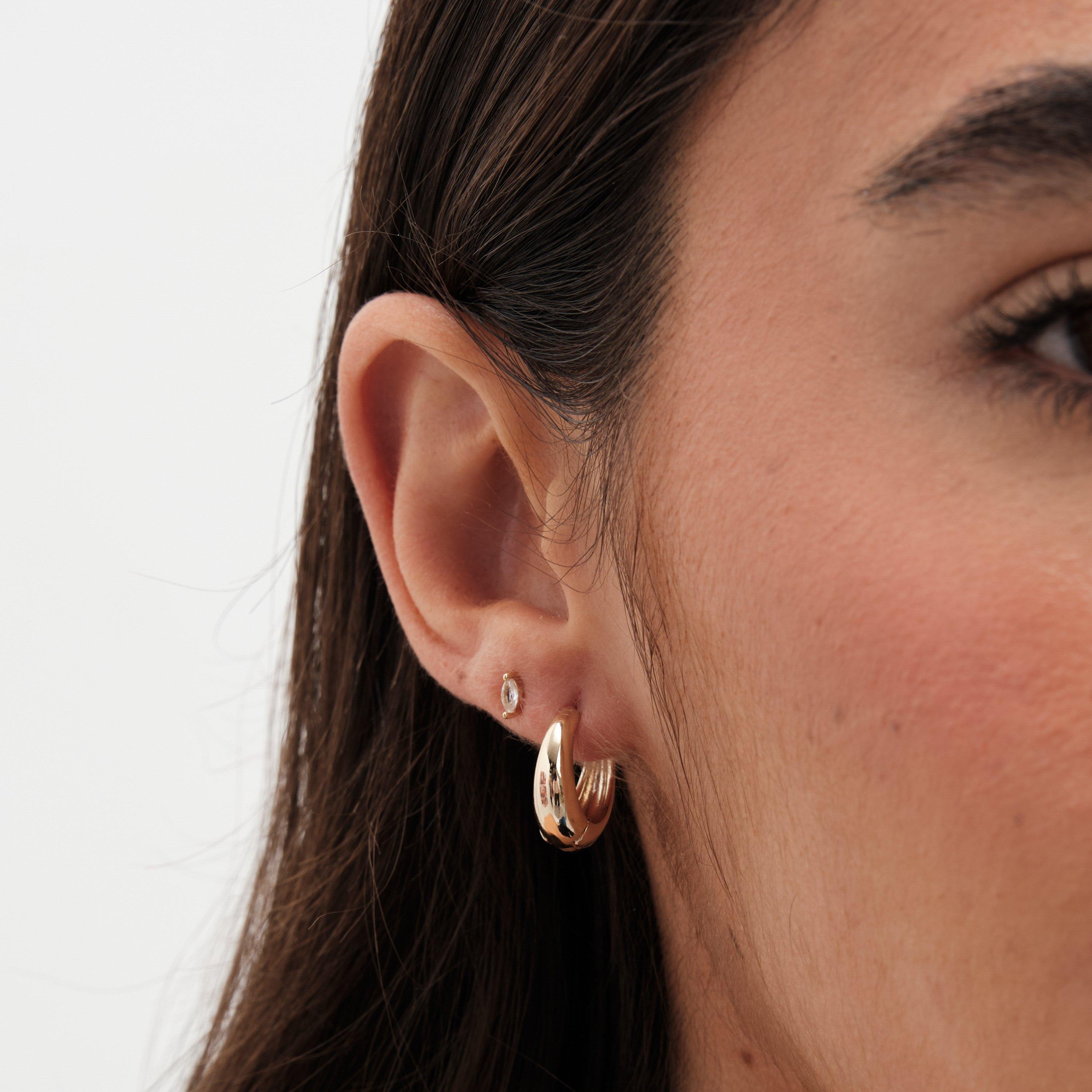 Gold - Jon Richard - Gold Plated Polished Small Tapered Hoop Earrings - 2