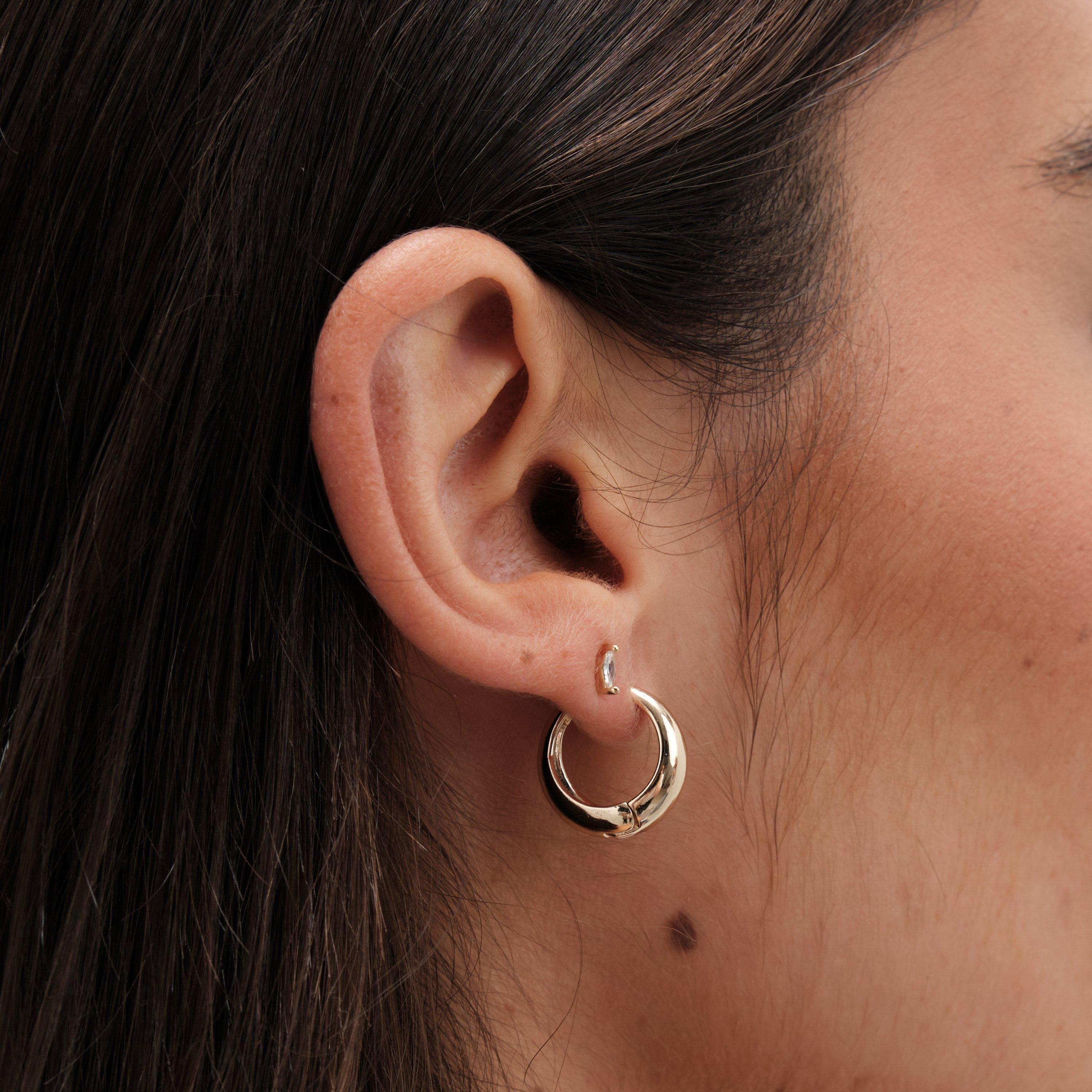 Gold - Jon Richard - Gold Plated Polished Small Tapered Hoop Earrings - 3