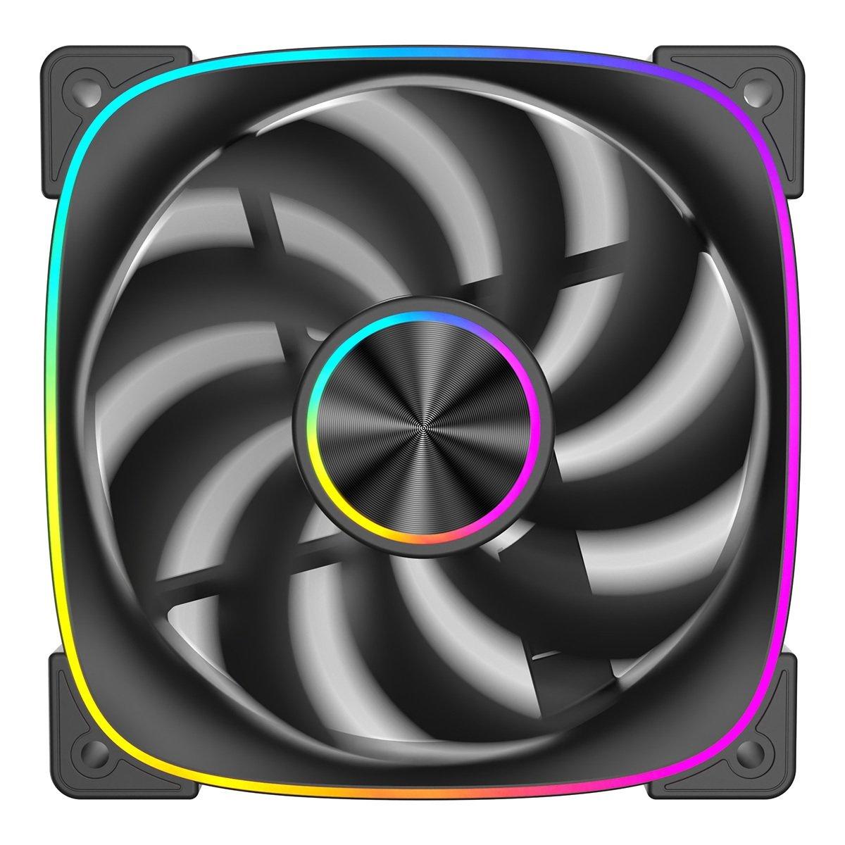 Black - CiT - Solar 120mm ARGB Black 4pin PWM PC Cooling Fan - 2