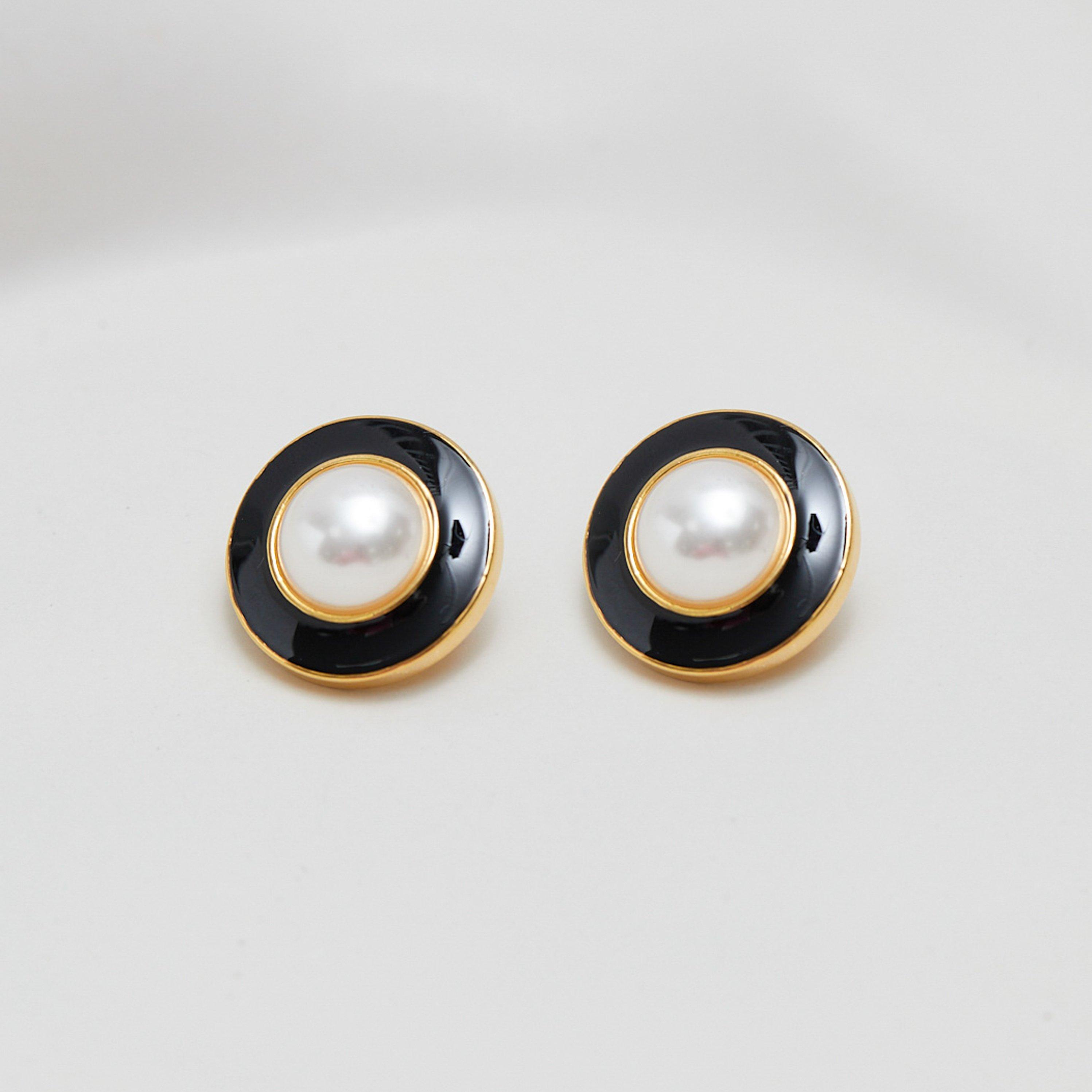 Gold - Jon Richard - Gold Plated Pearl And Enamel Clip Earrings - 3