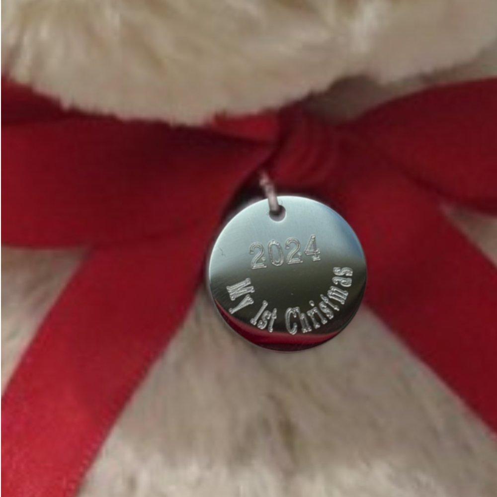 Cream - Aye Do Gifts - My 1st Christmas Teddy Bear & Engraved Charm - 2