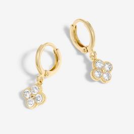 Inicio Gold Clover Charm Huggie Earrings - Gift Pouch
