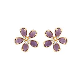Jon Richard Gold Plated Amethyst Floral Stud Earrings