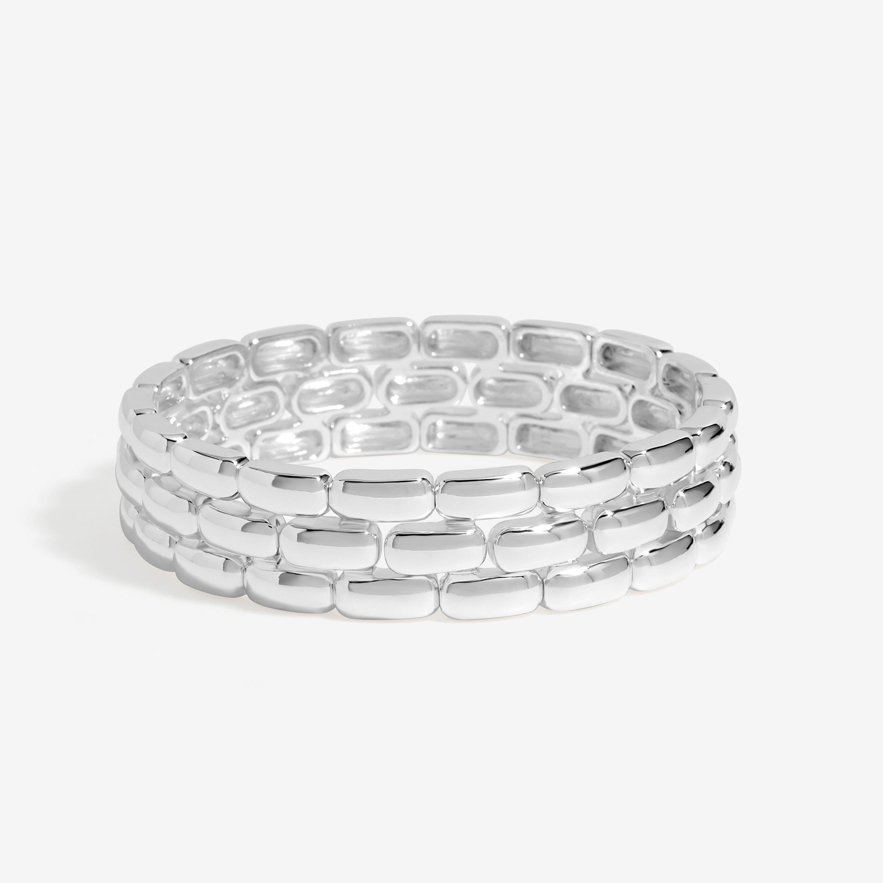 Silver - Jon Richard - Silver Plated Polished Chain Stretch Bracelet
