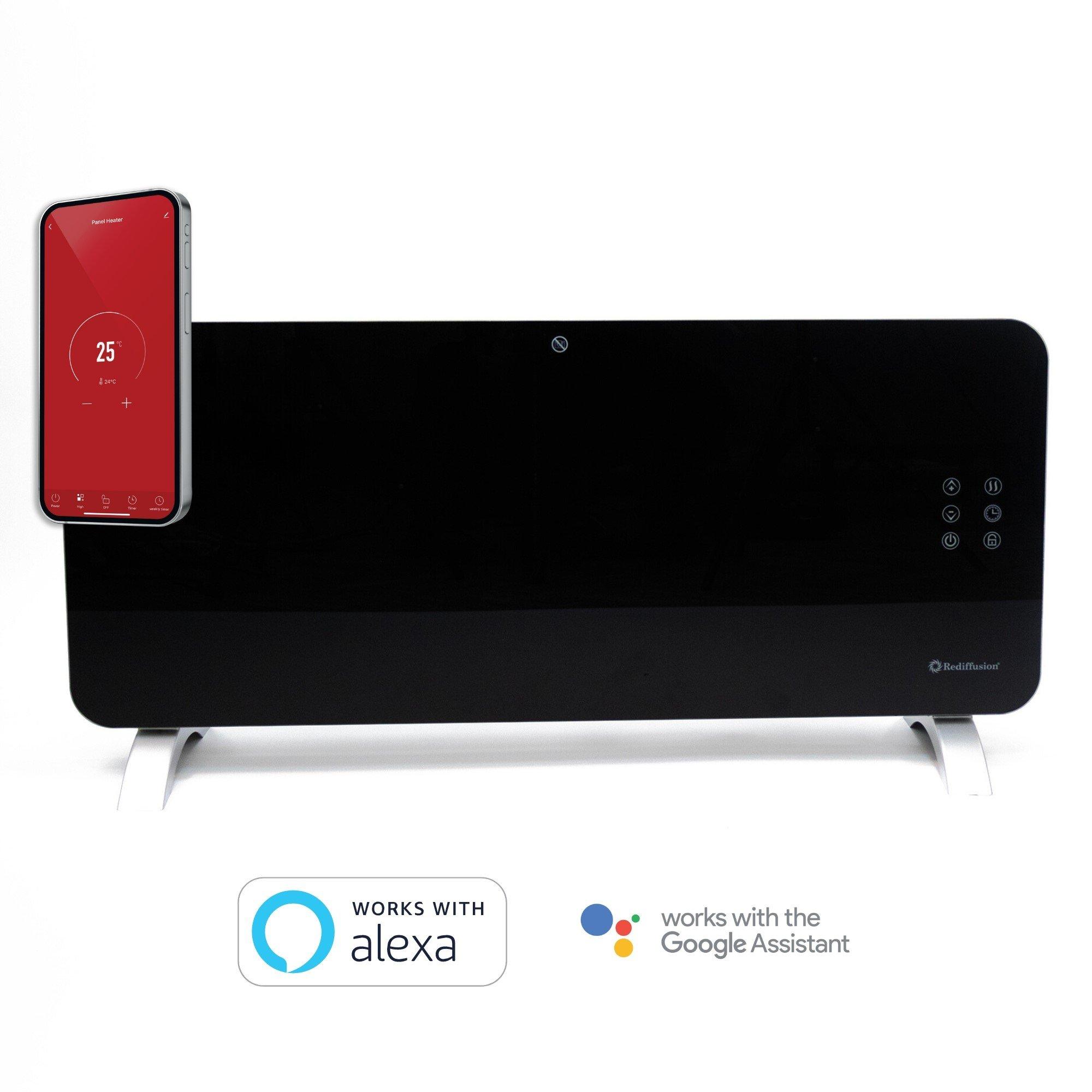 Black - Rediffusion - Rediffusion Smart Glass Panel Heater 2000W - 9