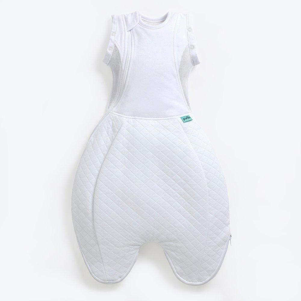 Purflo  Newborn 2.5 Tog Swaddle To Sleep Bag - White - 0-4 months