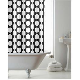 Country Club Shower Curtain with Rings - Retro Mono