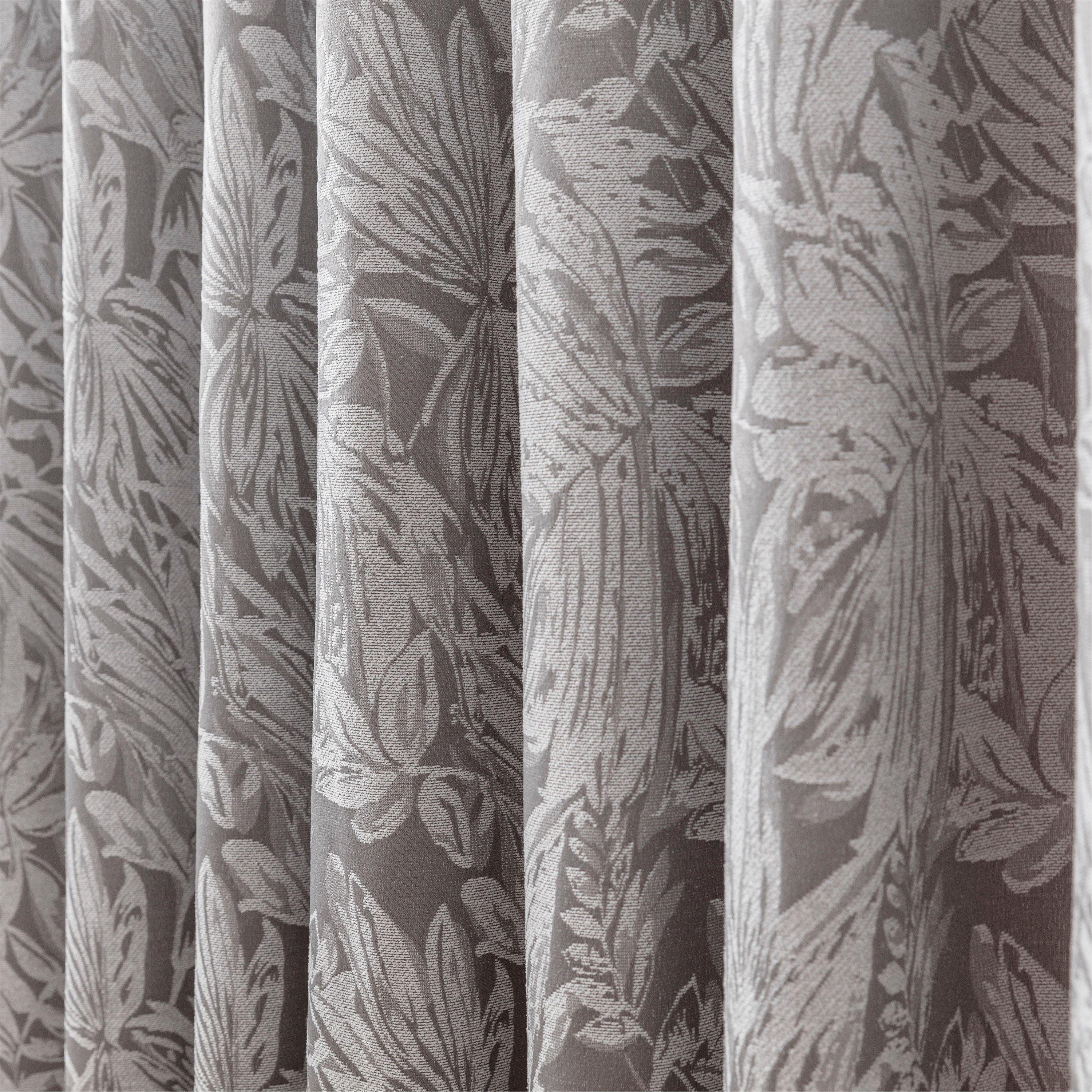 Silver - Alan Symonds - Chenille Jacquard Lined Ring Top Eyelet Curtains - 3