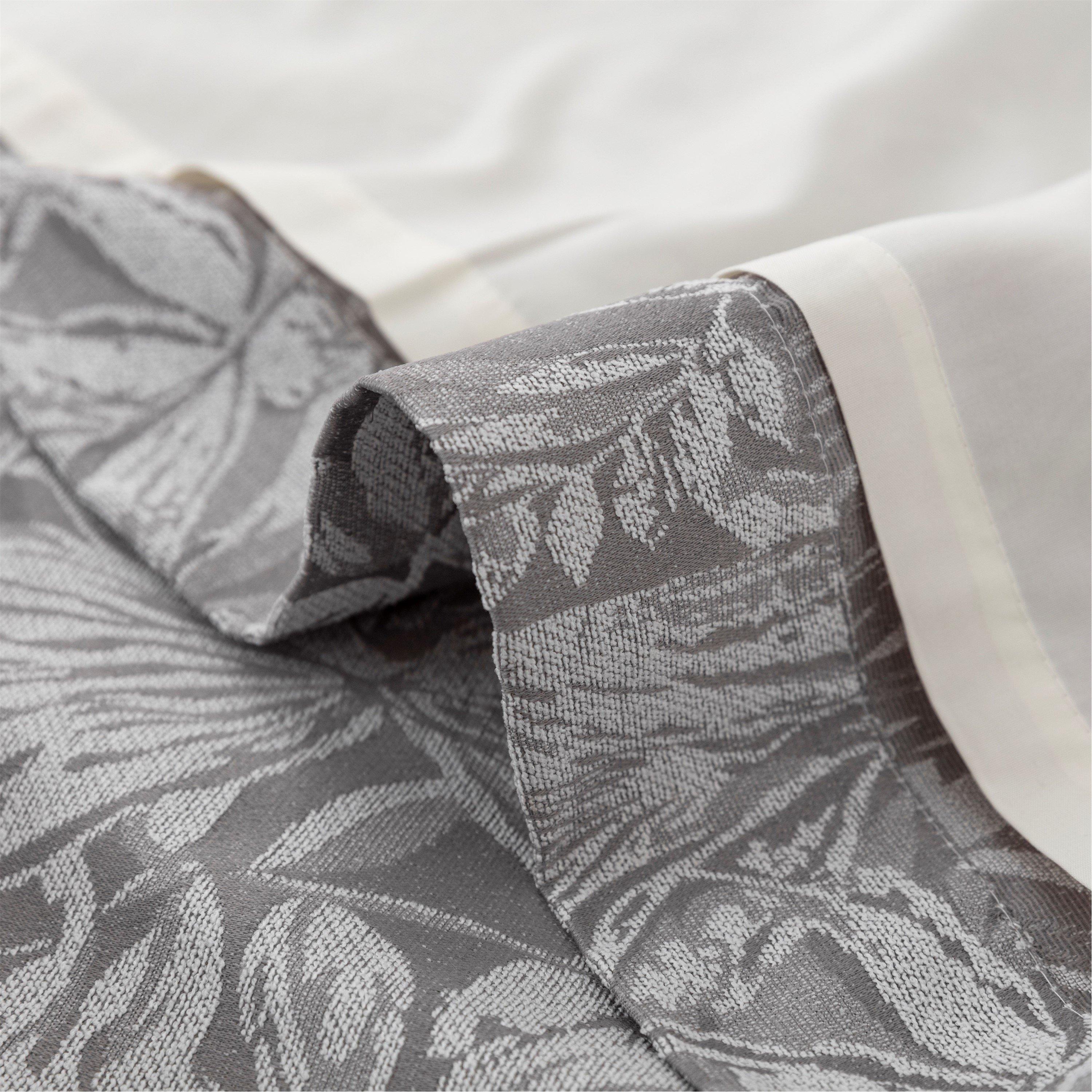 Silver - Alan Symonds - Chenille Jacquard Lined Ring Top Eyelet Curtains - 5