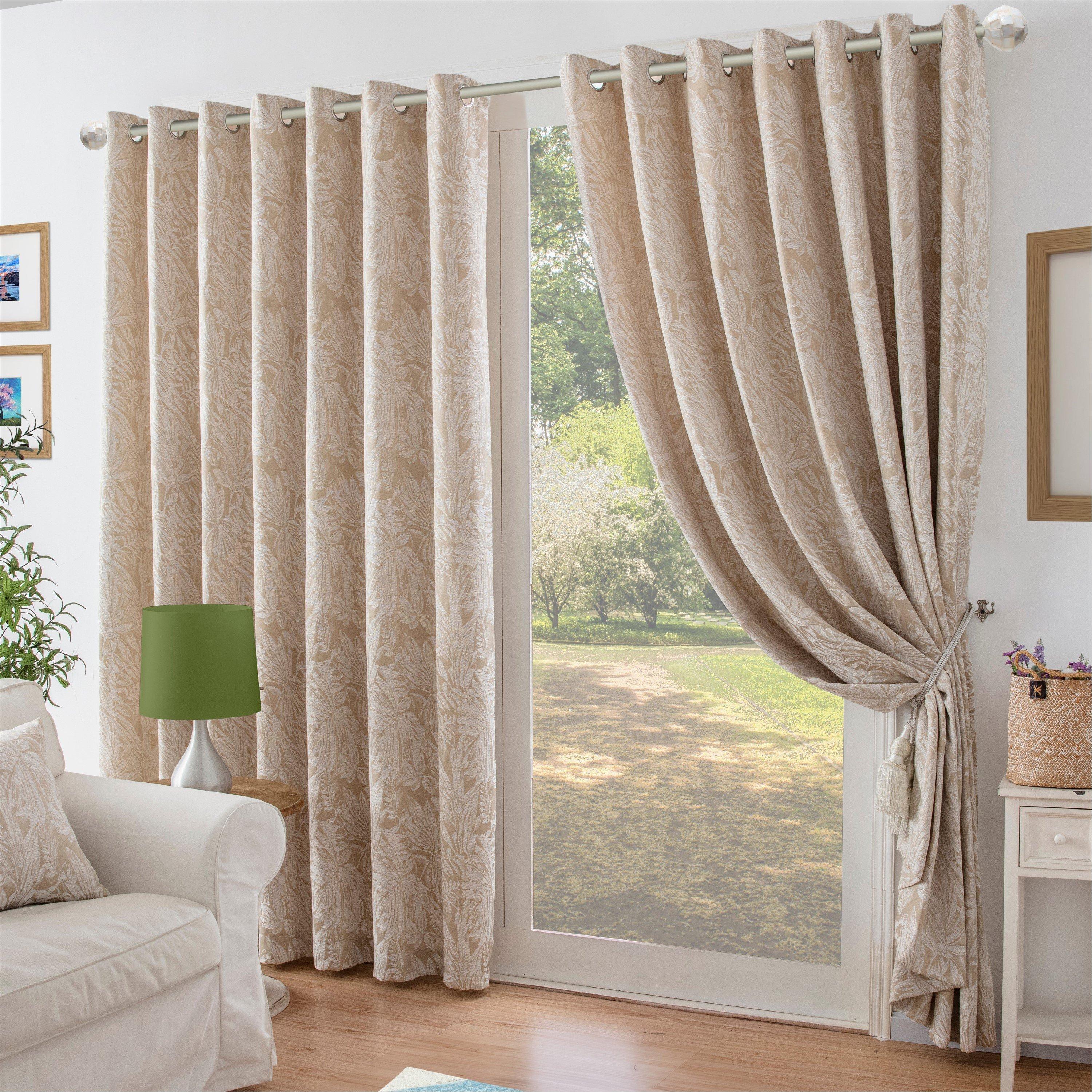 Chenille Jacquard Lined Ring Top Eyelet Curtains