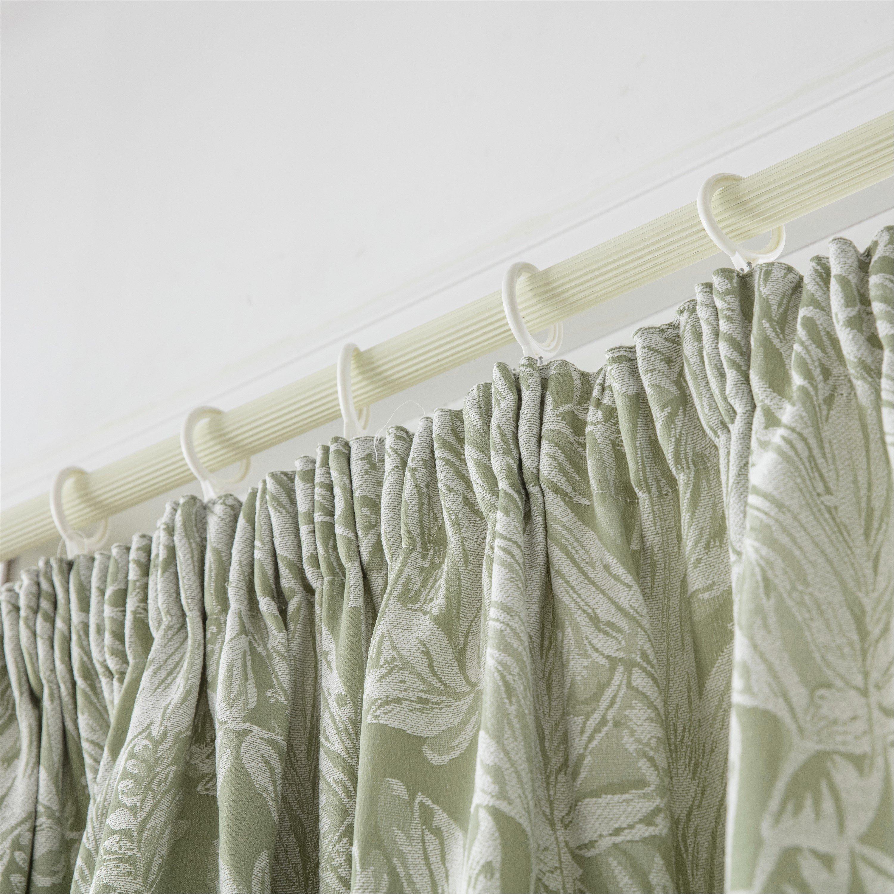 Green - Alan Symonds - Chenille Jacquard Lined Pencil Pleat Curtains - 2