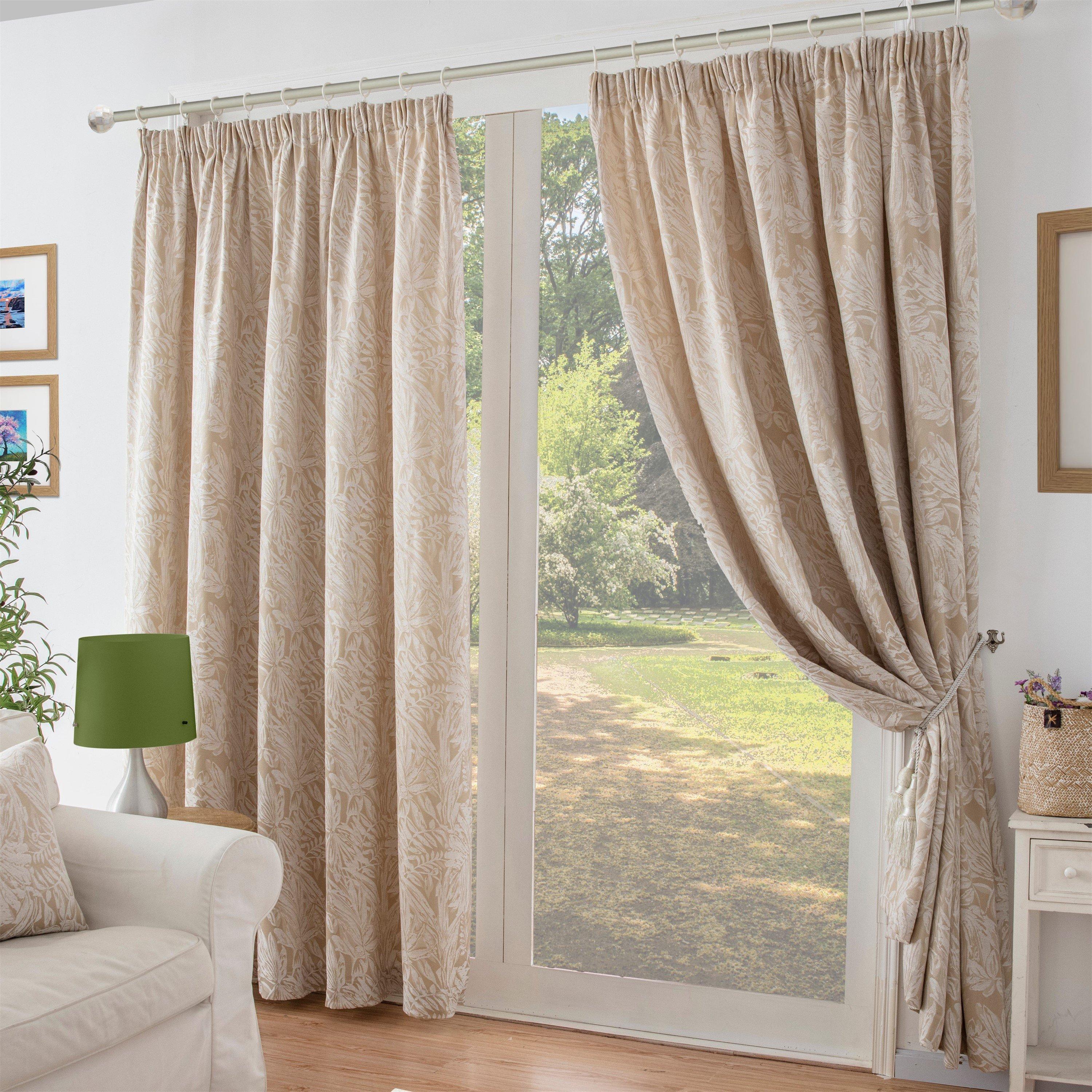 Chenille Jacquard Lined Pencil Pleat Curtains