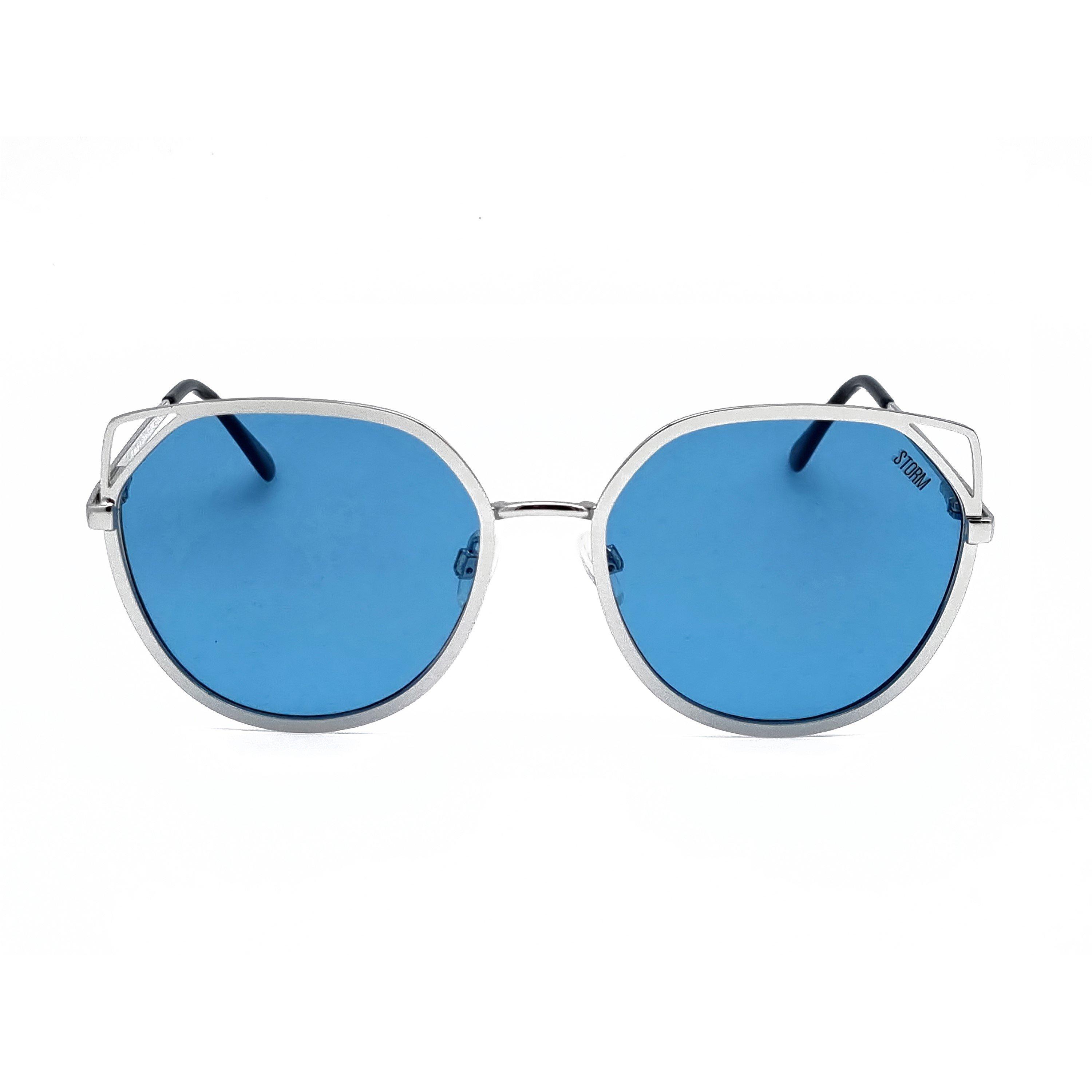 Silver - Storm - Women's Cutout Cat Eye Sunglasses - 1