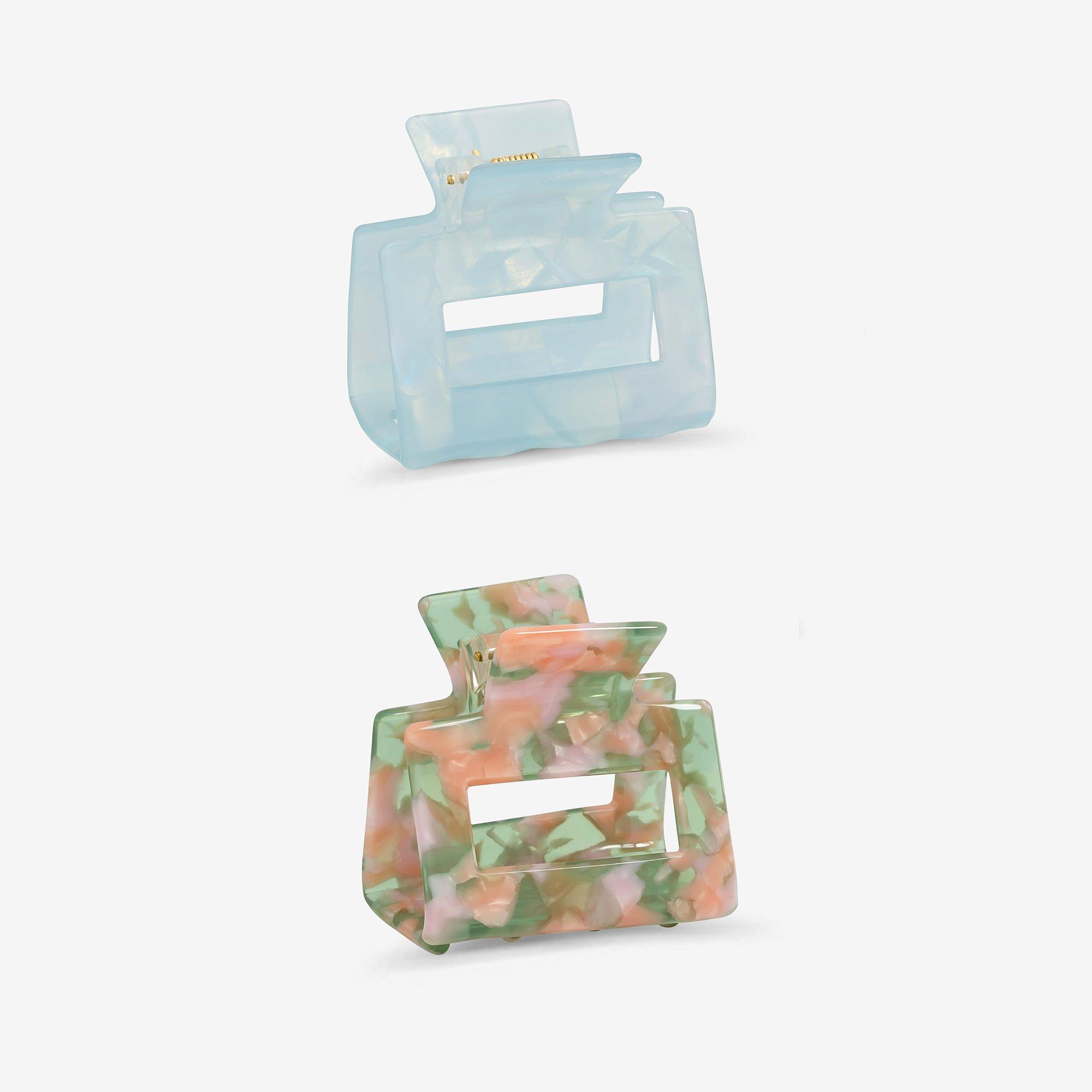 Mood Women's Pastel Resin Claw Clips - Pack Of 2 - Pink