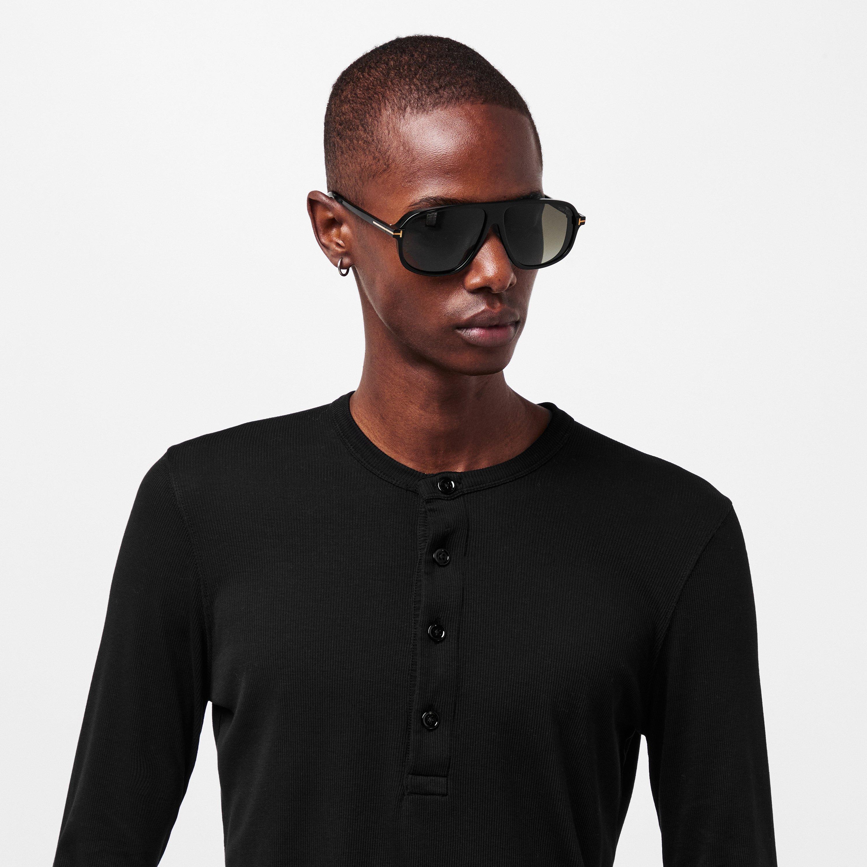 Shiny Black - Tom Ford - Unisex Adults Guillaume 05 Oversized Sunglasses - 3