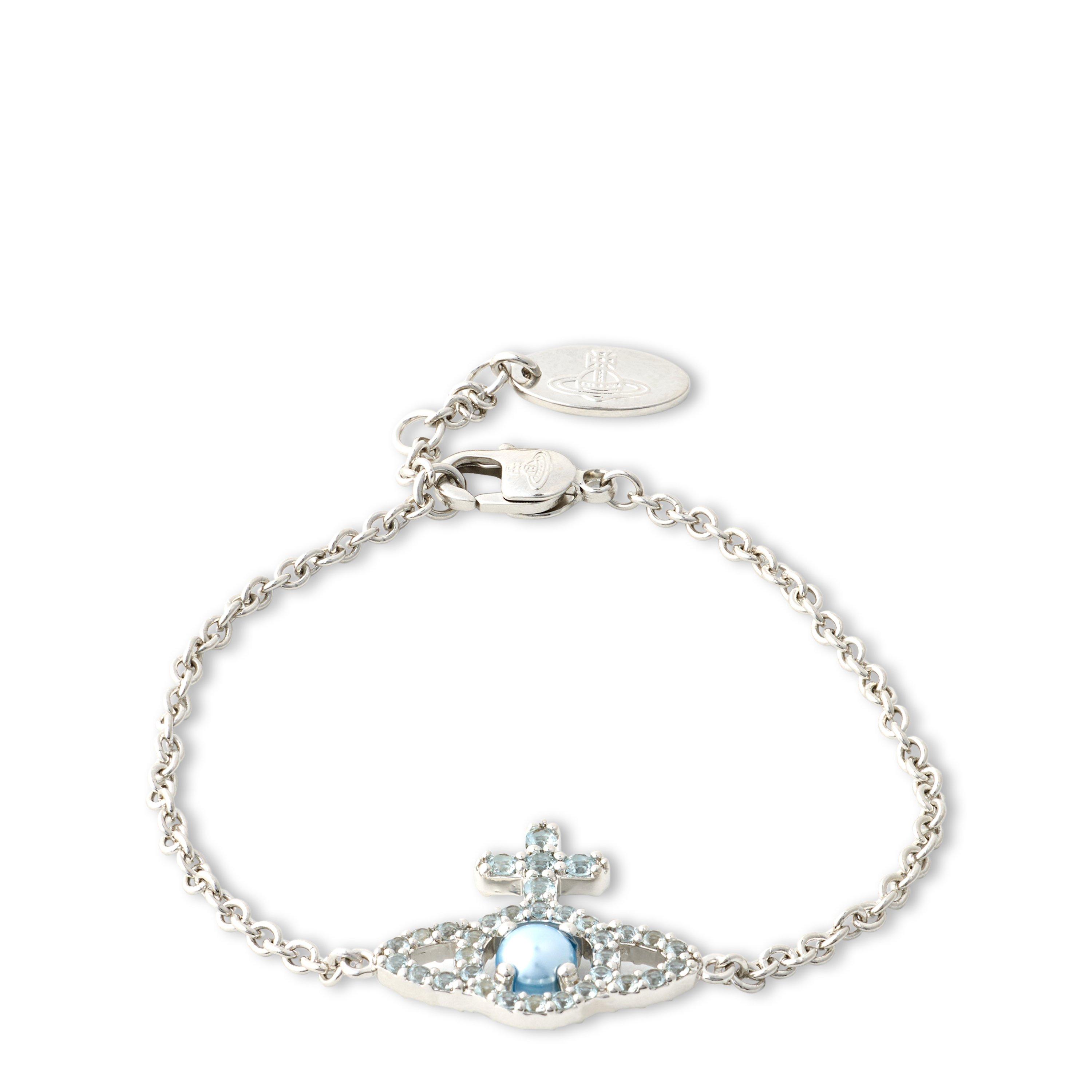 PLATINUM / BLUE - Vivienne Westwood - Women's Olympia Pearl Bead Bracelet - 1